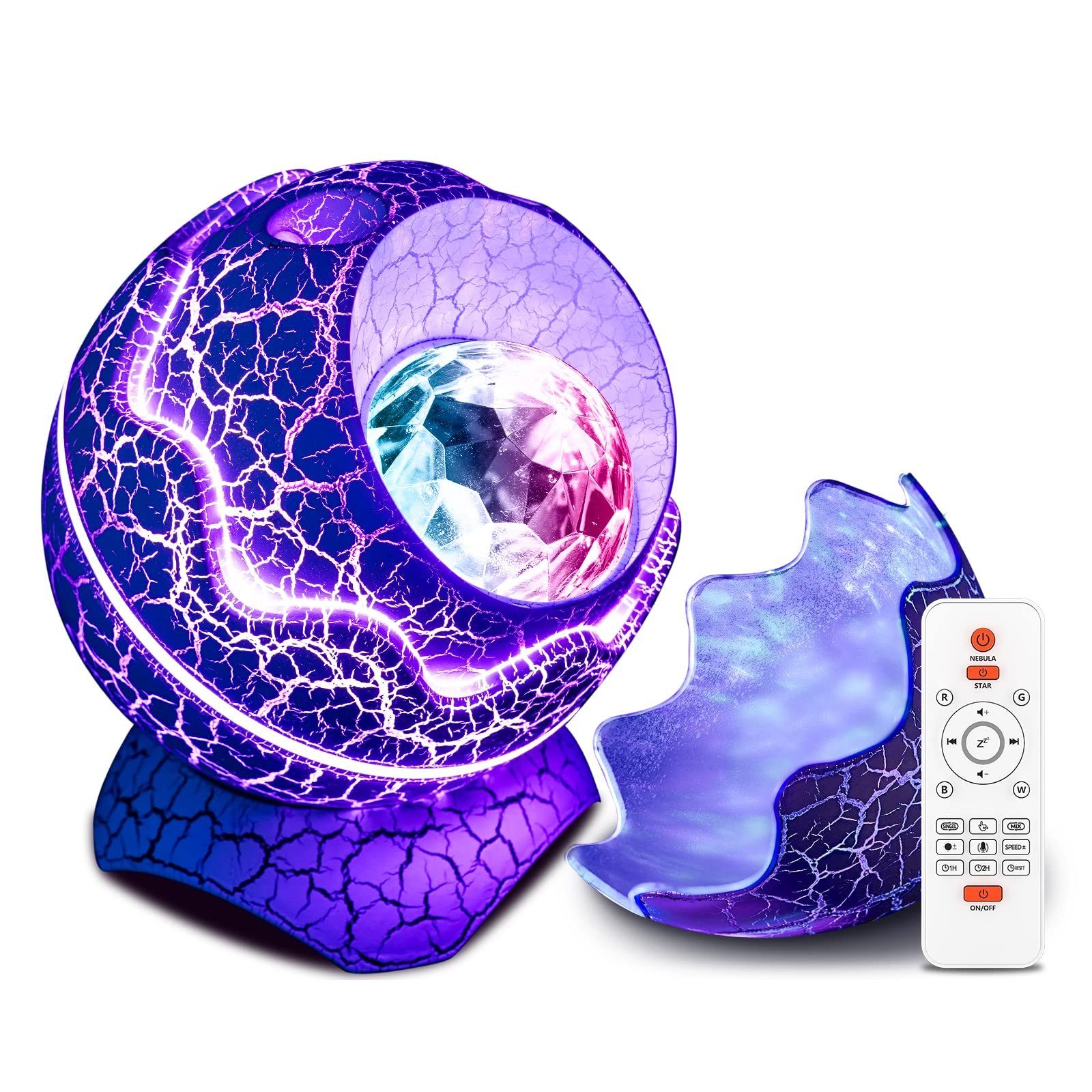 Sunicol LED-Sternenhimmel 4 in 1 LED Projektor, Timer & Fernbedienung, Drahtlosem Musikplayer, Galaxy Nachtlicht mit Bluetooth Lautsprecher, weißes Rauschen