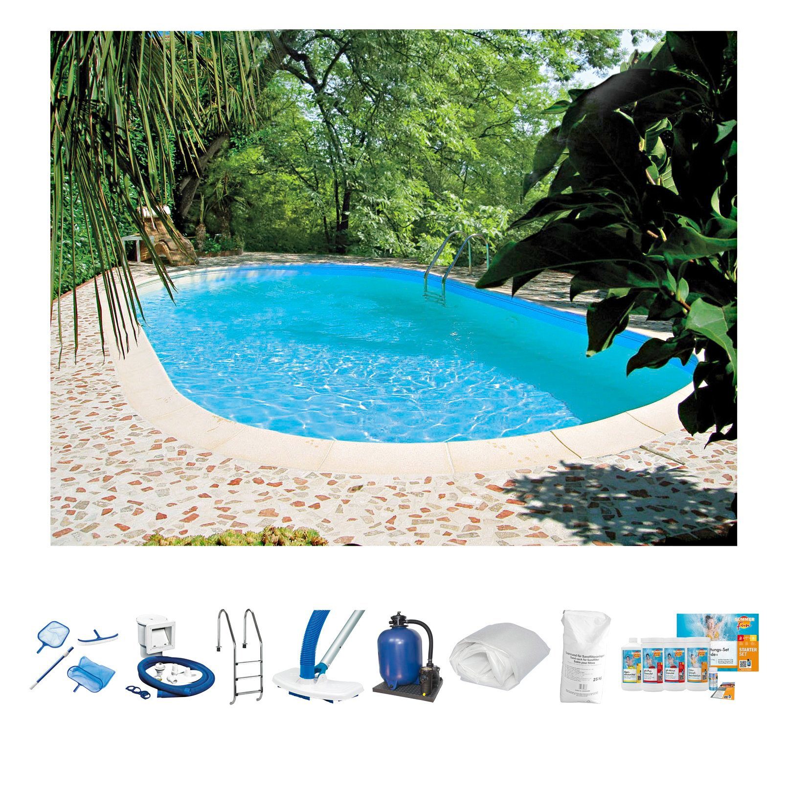 Clear Pool Ovalpool TAHITI (Set, 9-tlg), 800x400x150 cm