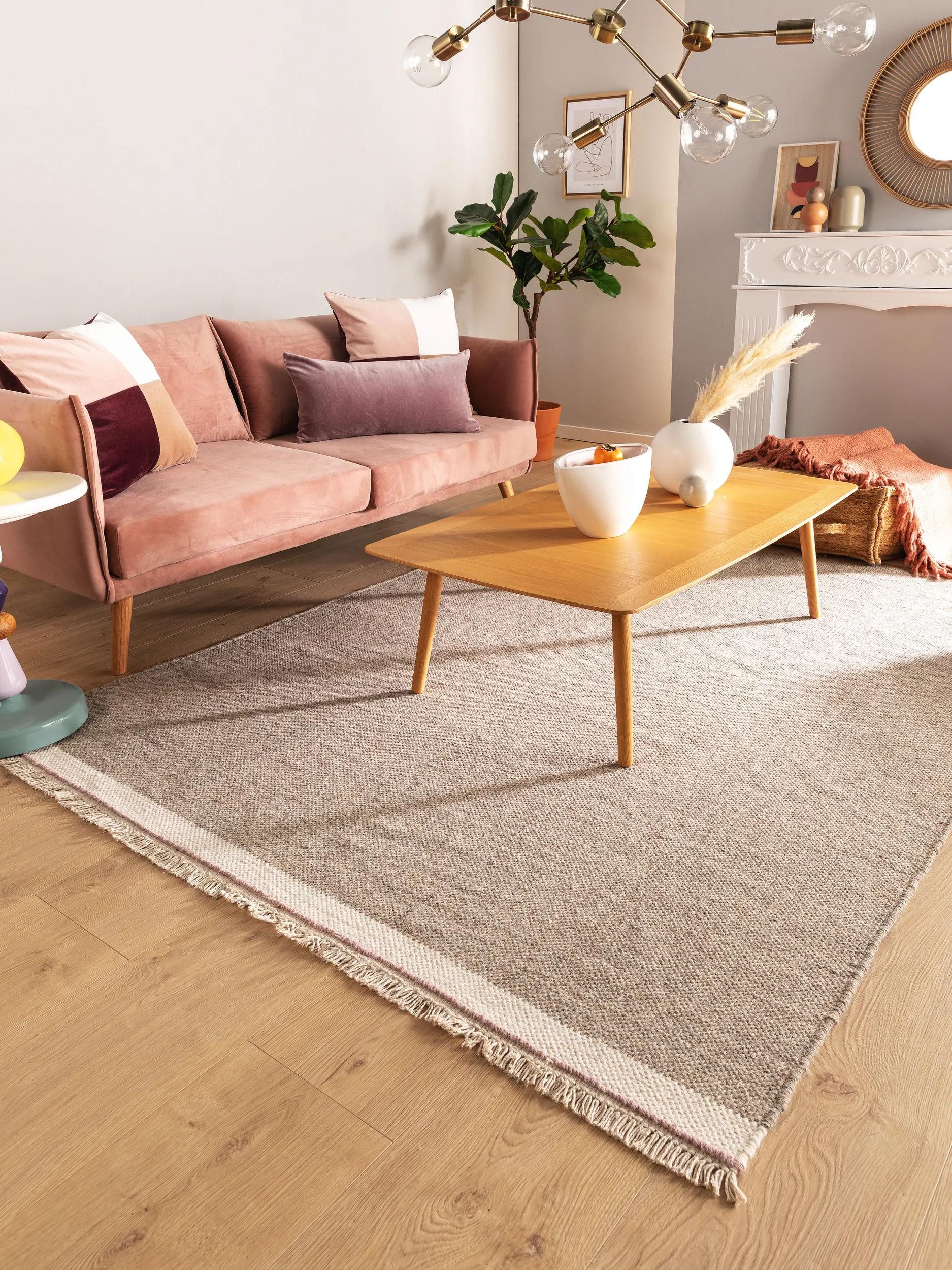 benuta Wollteppich Karla, rechteckig, Höhe: 5 mm, Wolle, Teppich Wohnzimmer, Schlafzimmer, Esszimmer, Flur, Hygge