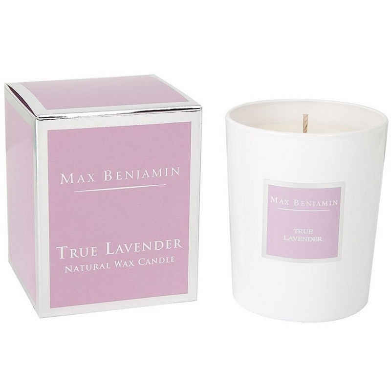 Max Benjamin Duftkerze True Lavender (Lavendel); Wohlduftende Kerze in dekorativem Glas