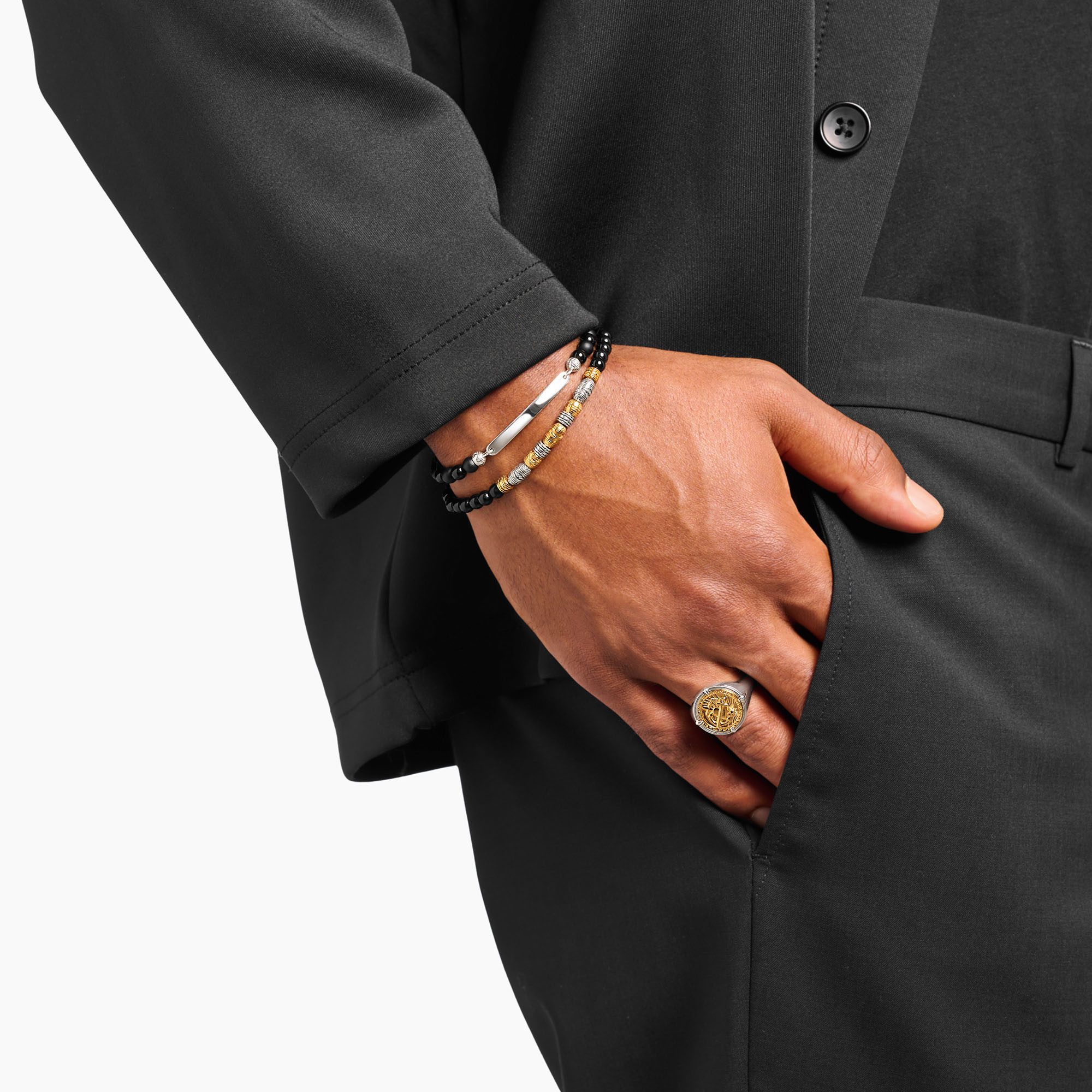 THOMAS SABO Armband Gravierbares Armband mit Beads, mit Obsidian