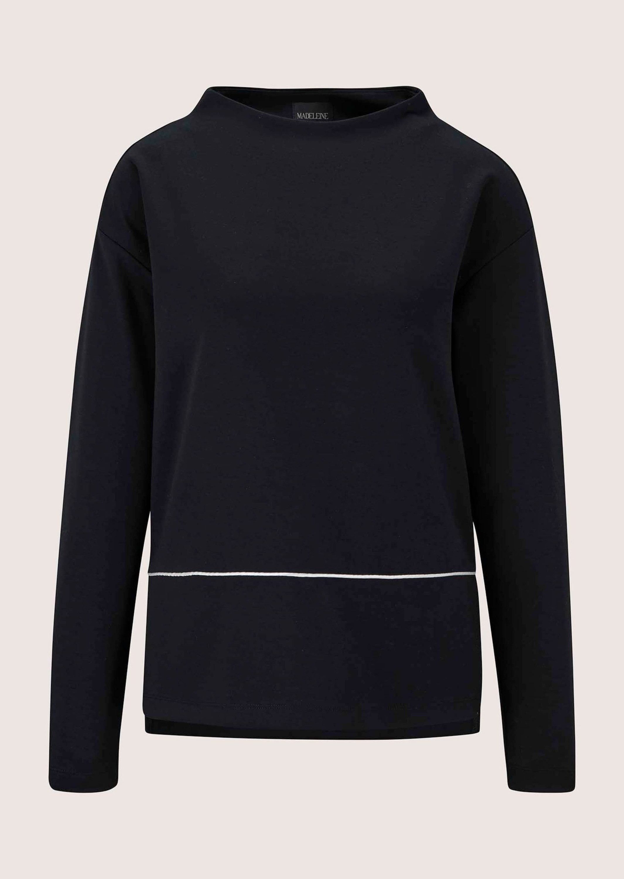 MADELEINE Langarmshirt Sportives Sweatshirt mit Stehkragen Überschnittene Schultern, Kontrastpaspelierung & Seitenschlitze – Bild 5 von 5