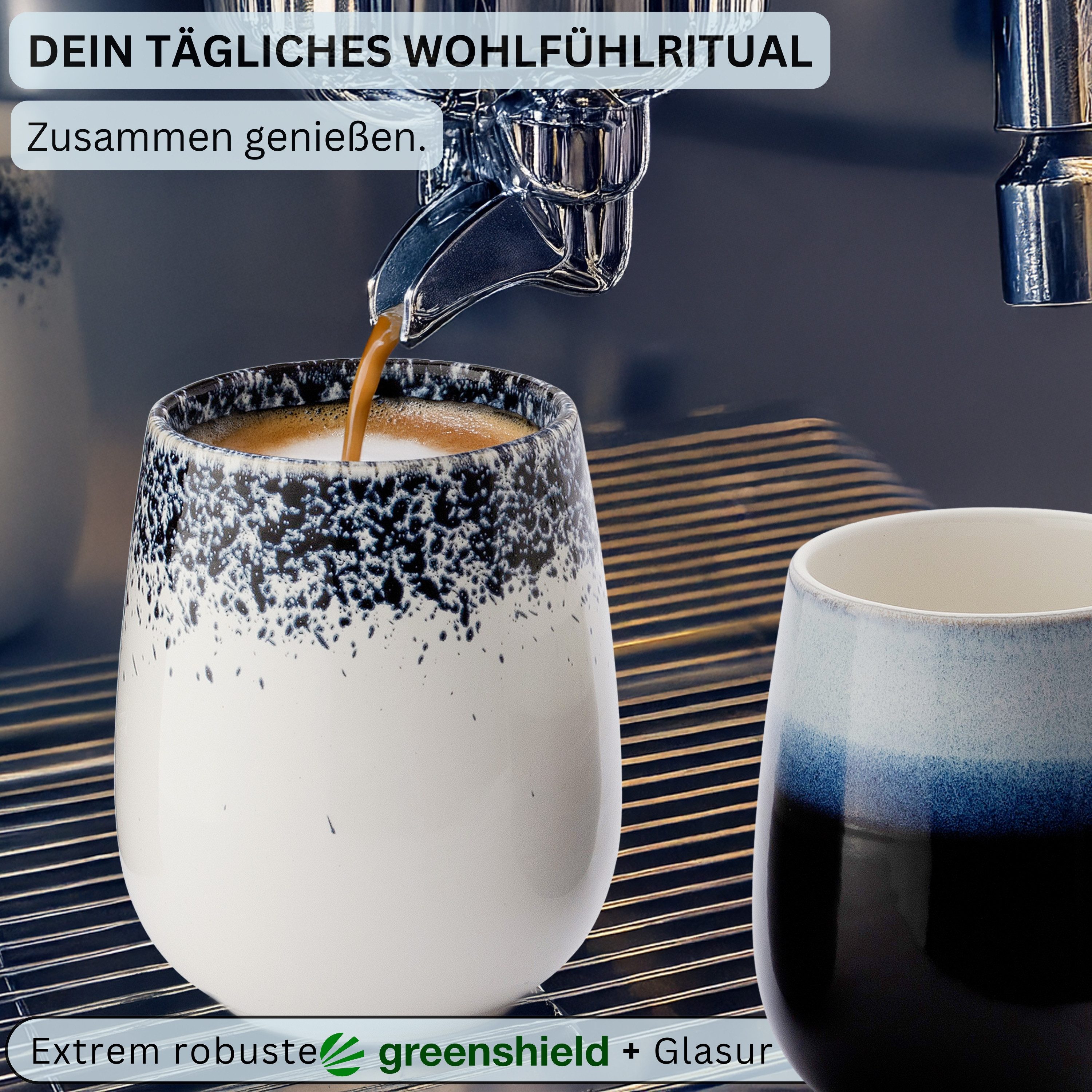 SÄNGER Tasse Siena, Mehrfarbig, 6-tlg., Steingut, 6 tlg. Cappuccinobecher, 410 ml, Handmade, PREMIUM COLLECTION