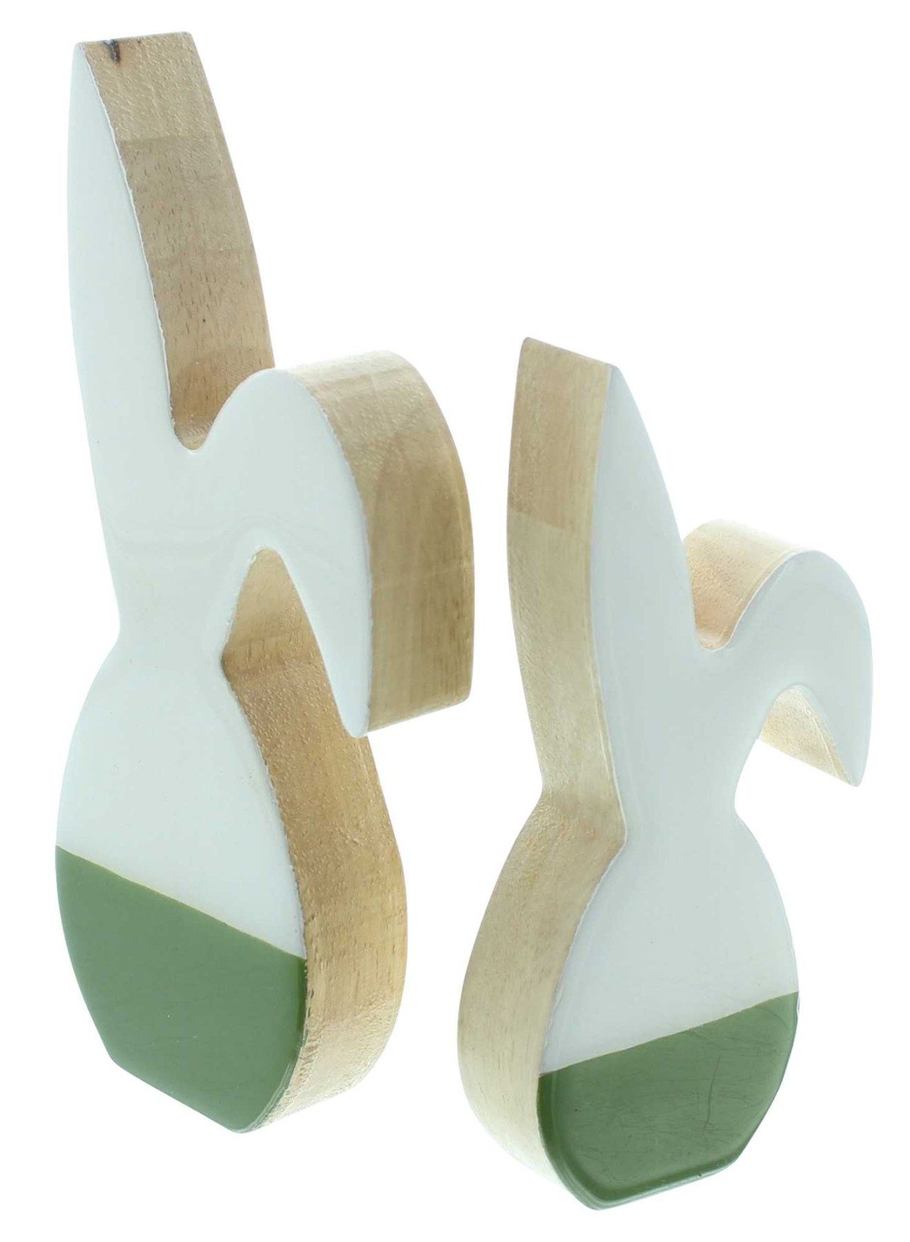 Dekoleidenschaft Osterhase "Glossy" Dekofigur aus Holz, glänzend lackiert, Osterdeko, Osterfigur (im Set, 2 St), Hase 15 cm + 19 cm hoch, Holzdeko, Holzfigur, Figurenset