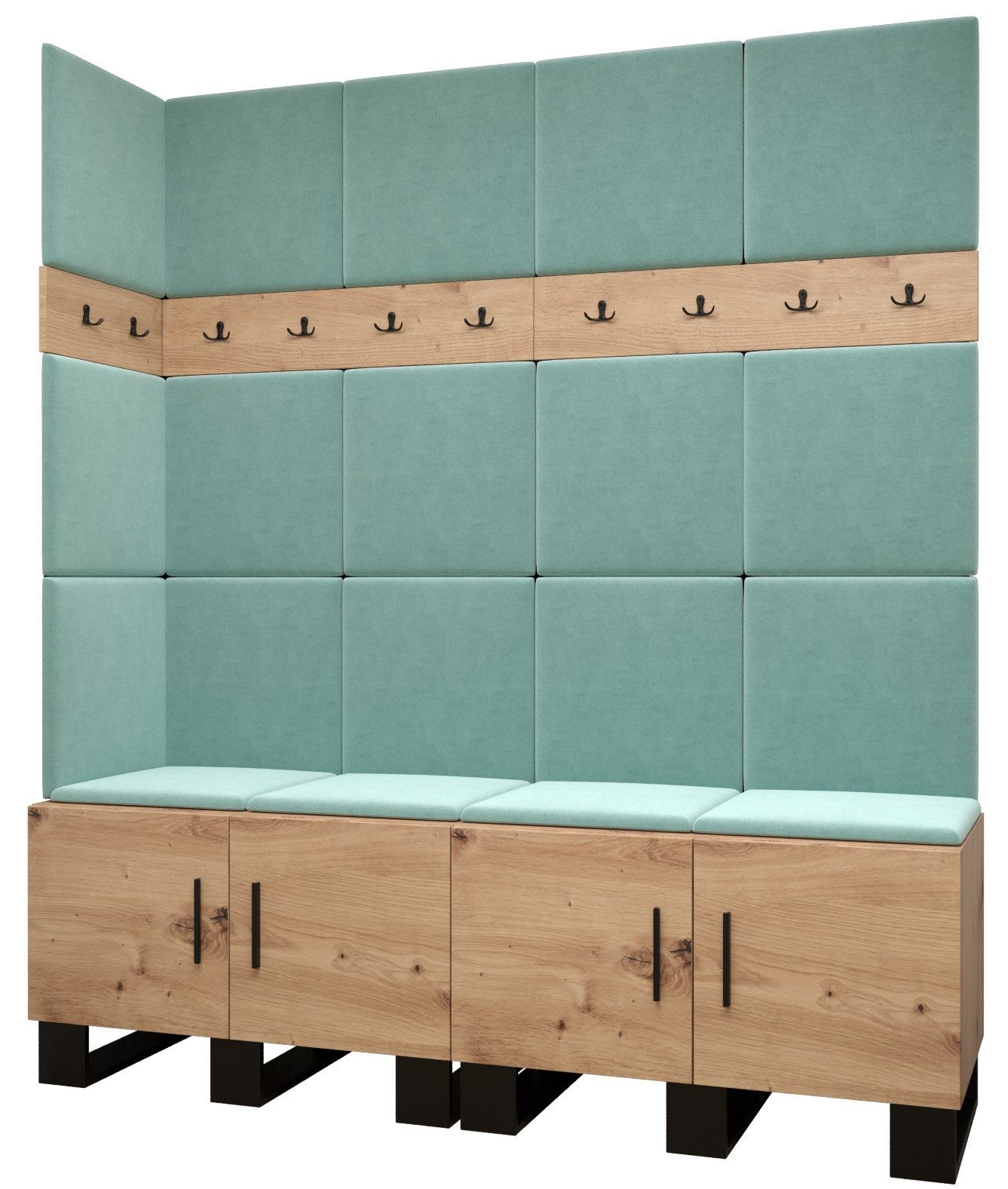 ABIKS MÖBEL Garderoben-Set ARTIN Set 12 Garderobe mit gepolsterten Paneelen, Industriell Design