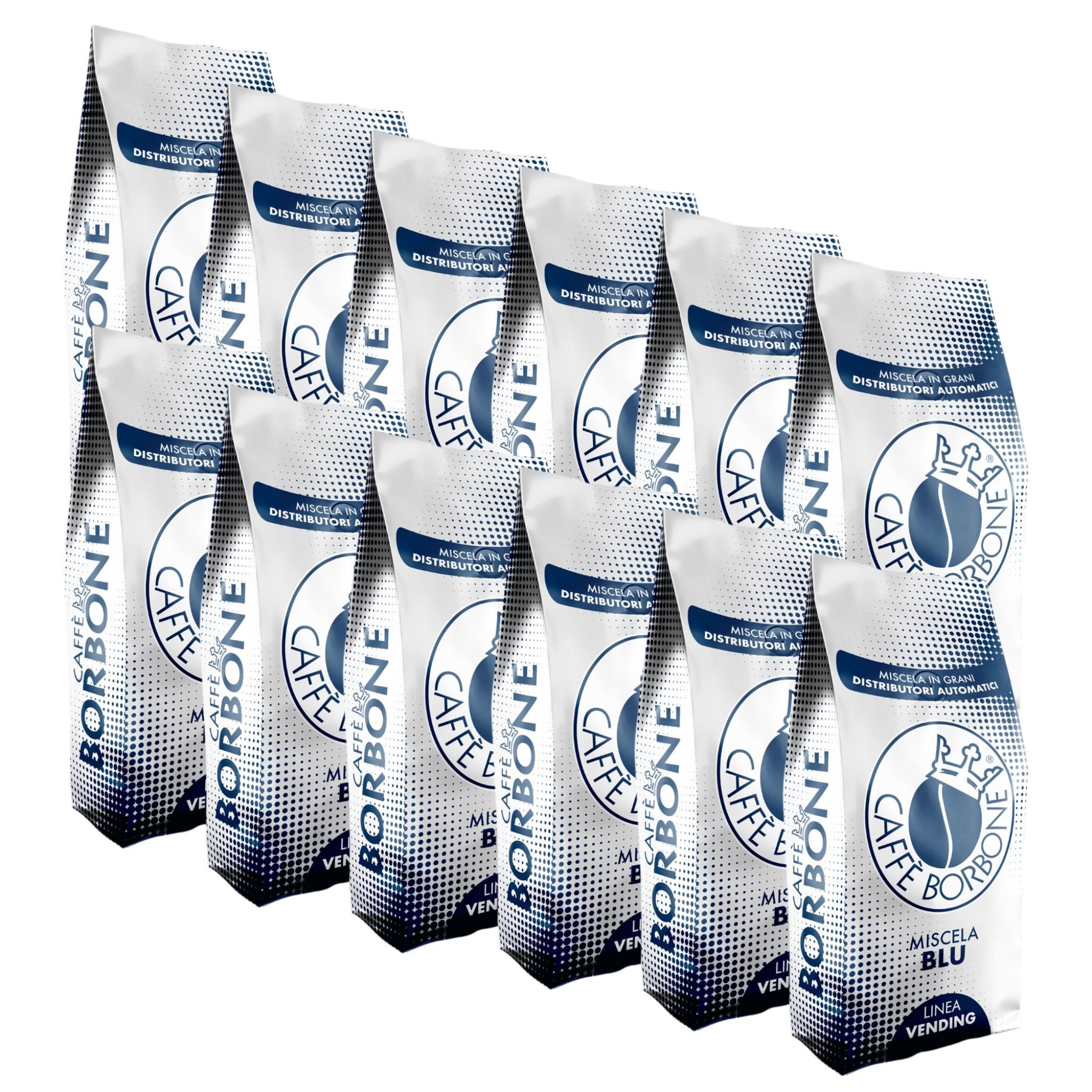 Caffè Borbone Kaffee Kaffee Caffè Borbone Miscela Blu 12x1 Kg Kaffeebohnen, 12 x 1000 g, (60 % Arabica und 40 % Robusta, 12x1000g Röstkaffee, neapolitanische Röstung vollmundig, cremig)