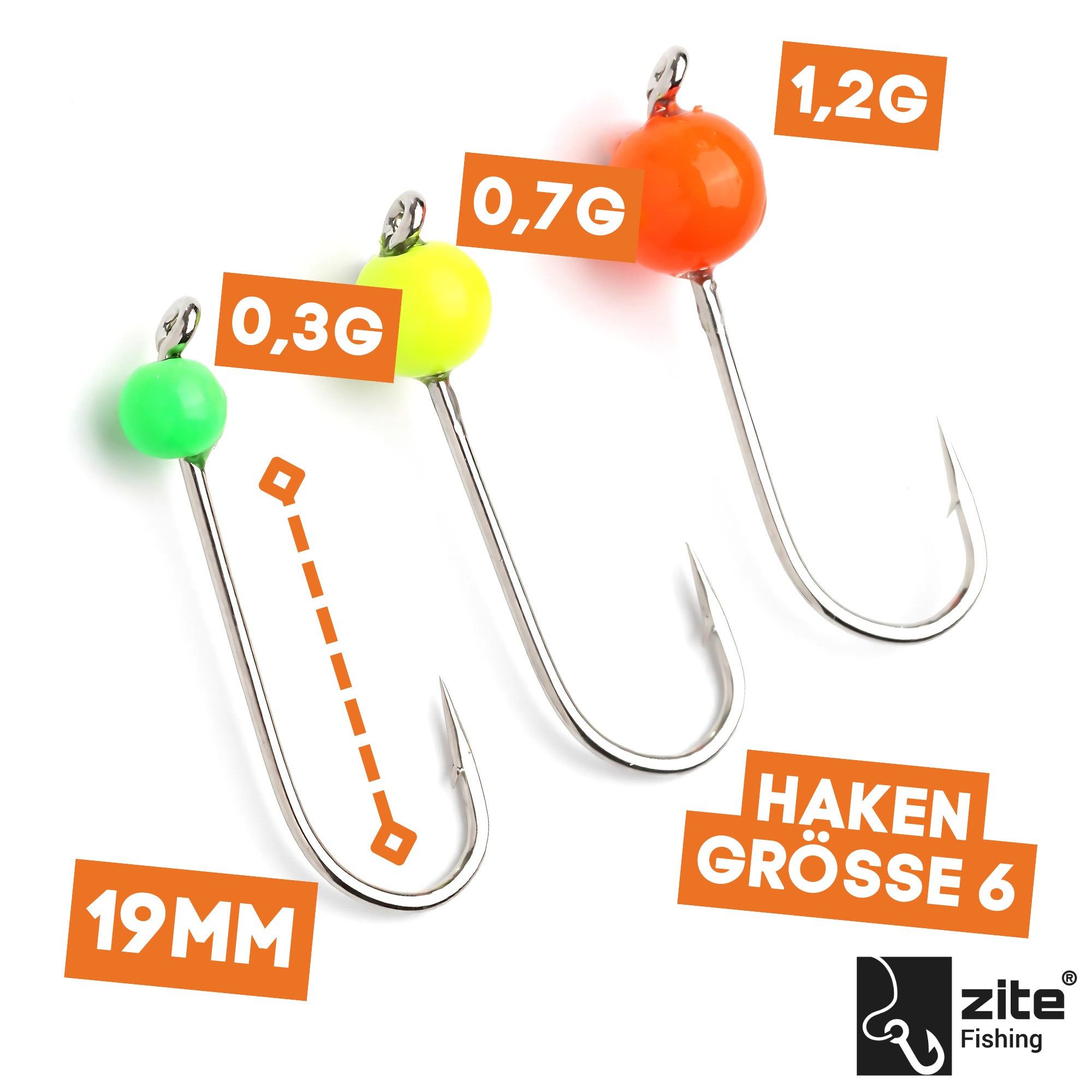 Zite Jighaken Neon Tungsten Micro Jigheads 0,3-1,2g Neon im Set 27 Stück