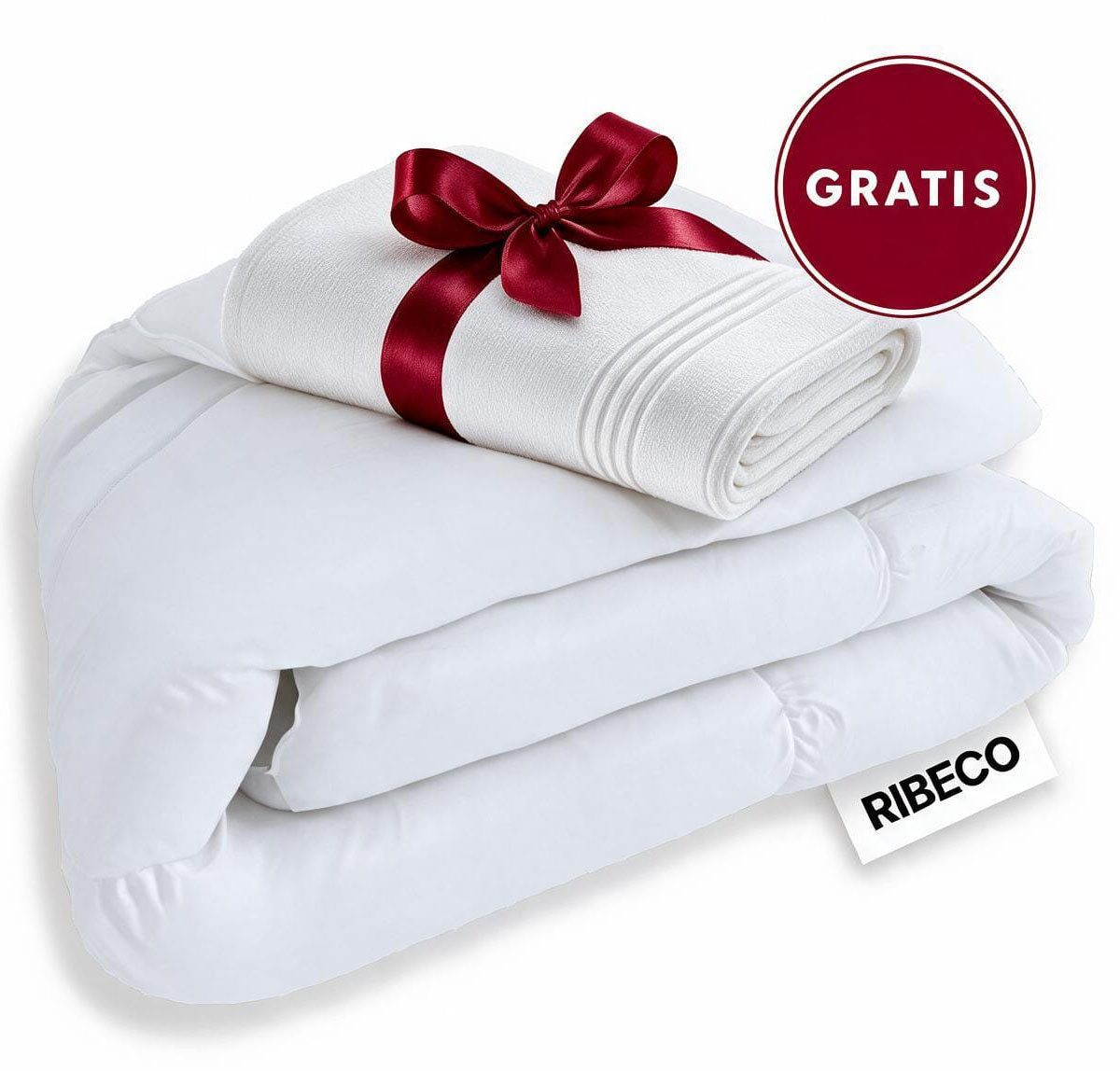 RIBECO Daunenbettdecke Johanna, Bettdecke Nur für kurze Zeit! GRATIS ein Handtuch dazu!, Füllung: 80% Daunen, 20% Federn, Bezug: 100% Baumwolle, Topseller, Bett – Bild 2 von 5