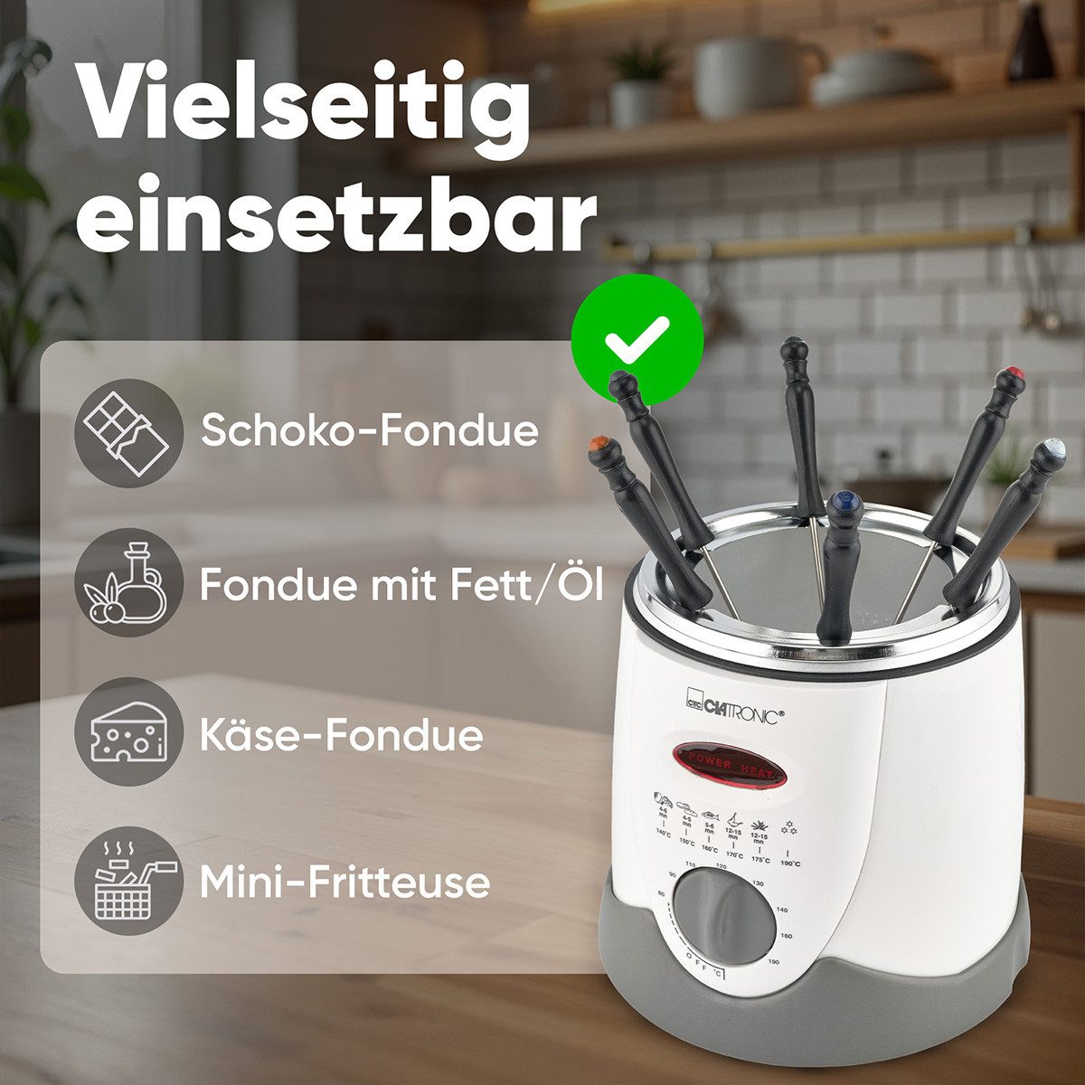 CLATRONIC Fritteuse FFR 2916, Cool Touch-Gehäuse, 1 Liter, abnehmbarem Griff