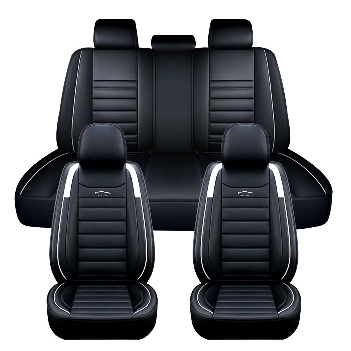 ELUTO Autositzauflage, Universal Luxus 5 Sitz Autositzbezüge Kunstleder Komplettset