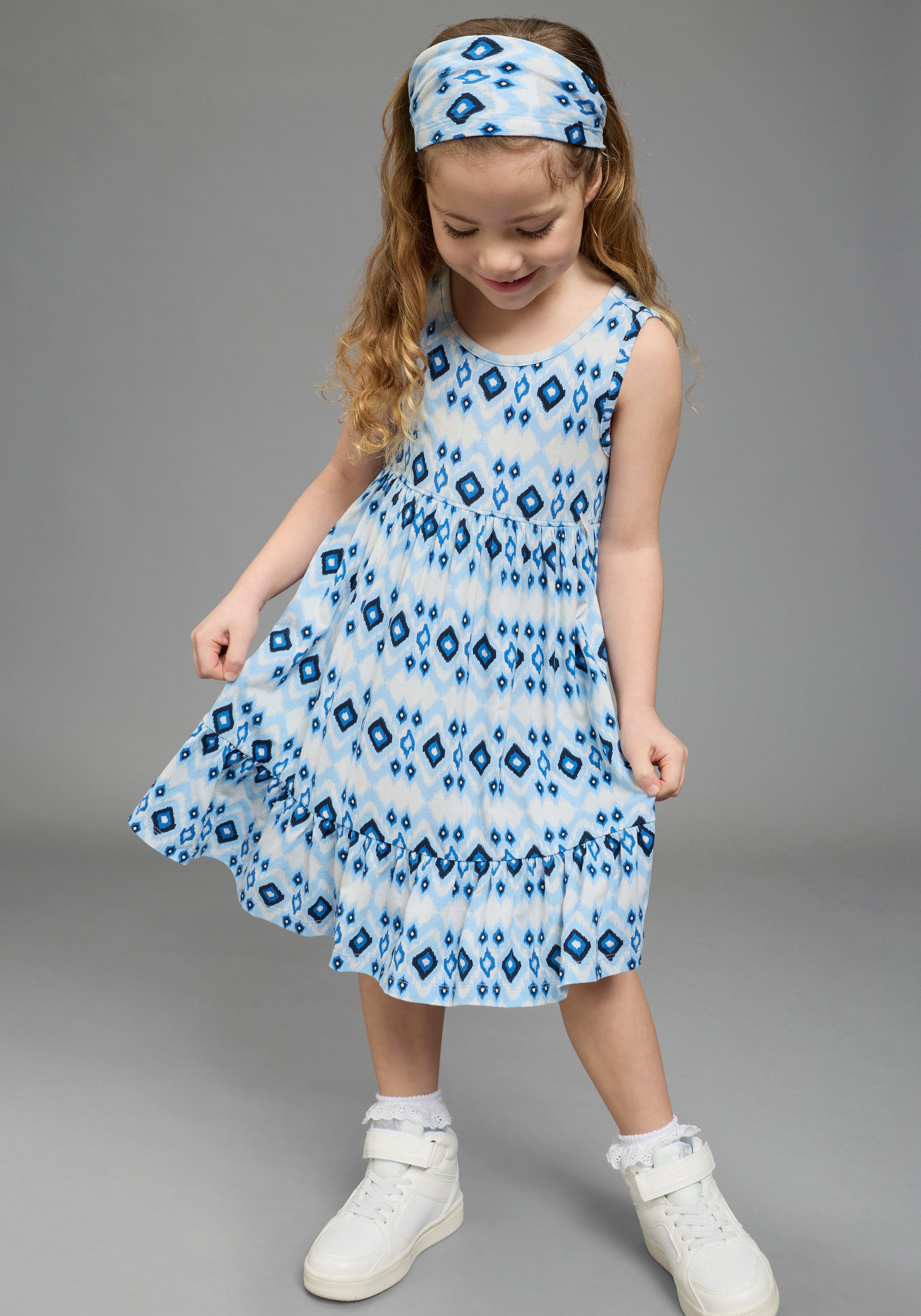 KangaROOS Kleid & Haarband Kangaroos 2tlg Set: Kleid+Haarband (Set, 2-tlg., 2) aus Jersey, bedruckte Optik, aus Viskosemischung