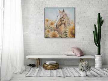 KUNSTLOFT Gemälde Blooming Freedom 80x80 cm, Leinwandbild 100% HANDGEMALT Wandbild Wohnzimmer