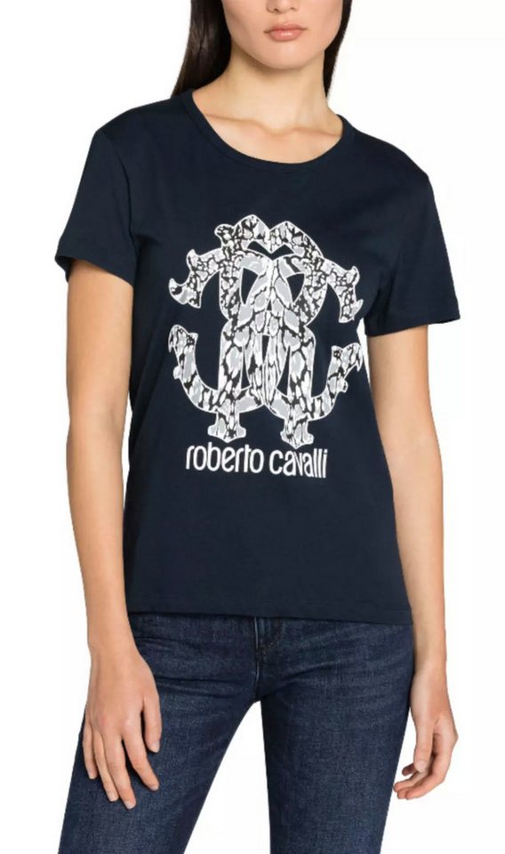 roberto cavalli T-Shirt Firenze Damen RC Monogram Print Logo Slim Fit Scoop-Neck-Ausschnitt und Slim Fit für eine moderne Passform