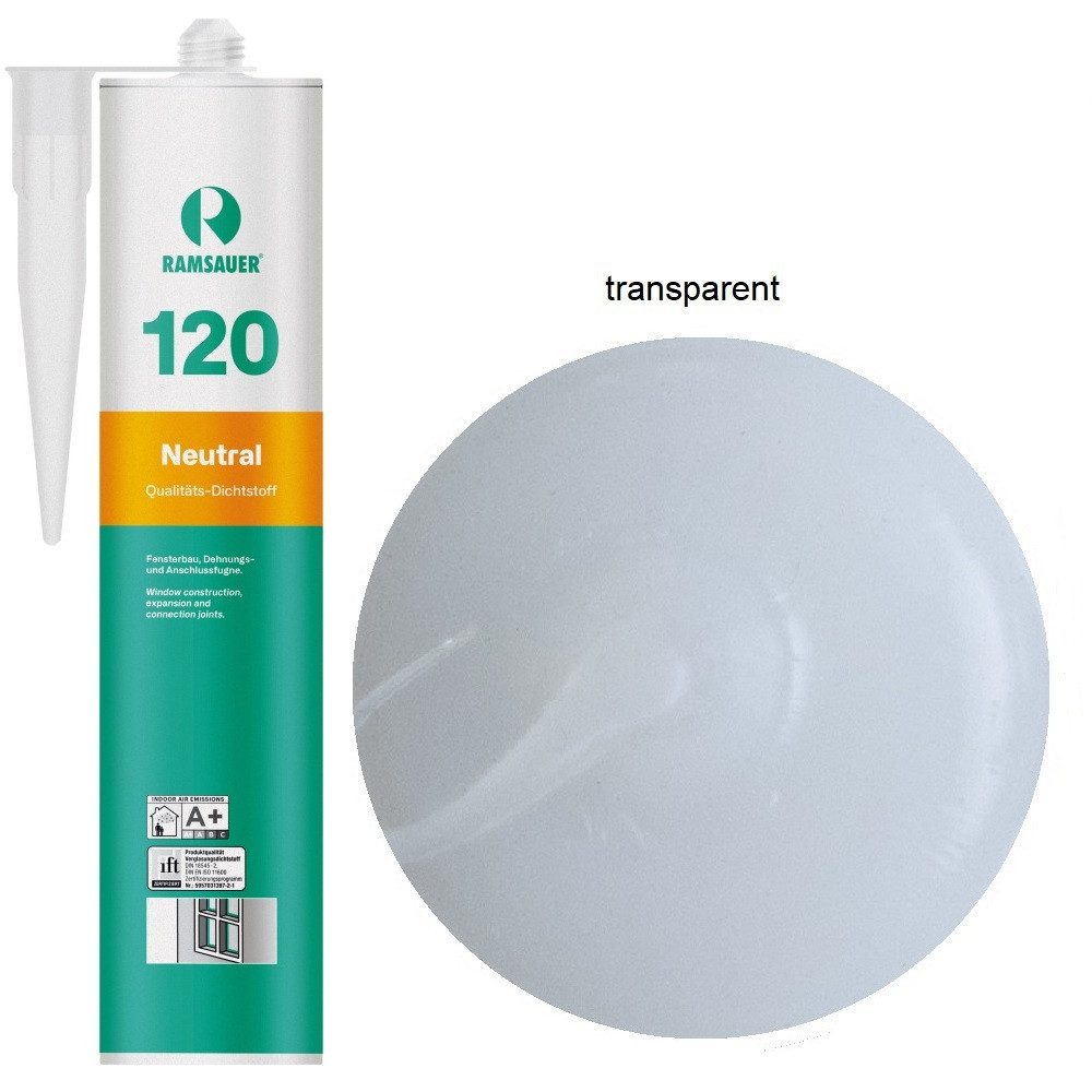 Ramsauer Dichtstoff Ramsauer 120 Neutral Silikon Dichtstoff 310ml Kartusche, gebrauchsfertig, UV- und witterungsbeständig, anstrichverträglich