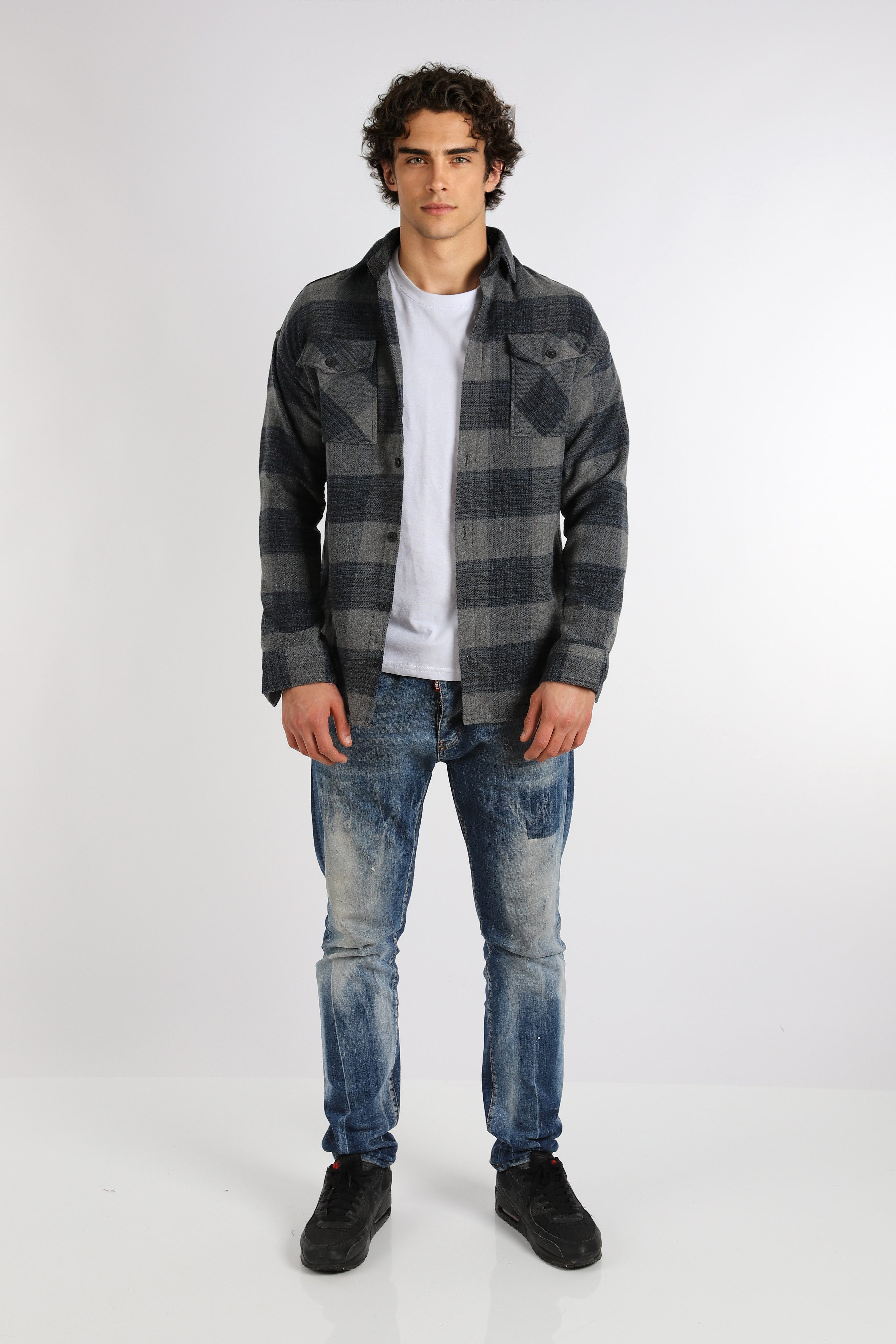 Megaman Jeans Flanellhemd Herren Holzfällerhemd Flanellhemd Kariert Freizeithemd Jacke