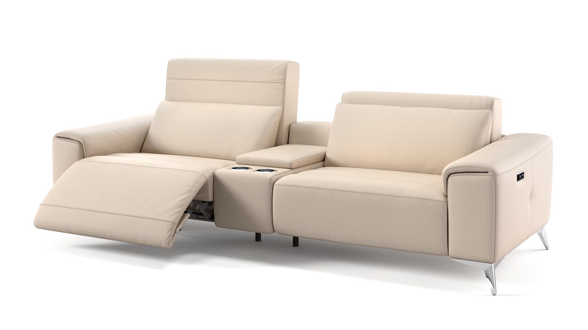 Sofa x - 2-Sitzer BELLA Leder Kinosofa Sofanella XL: cm 252 Creme Sofanella in 100