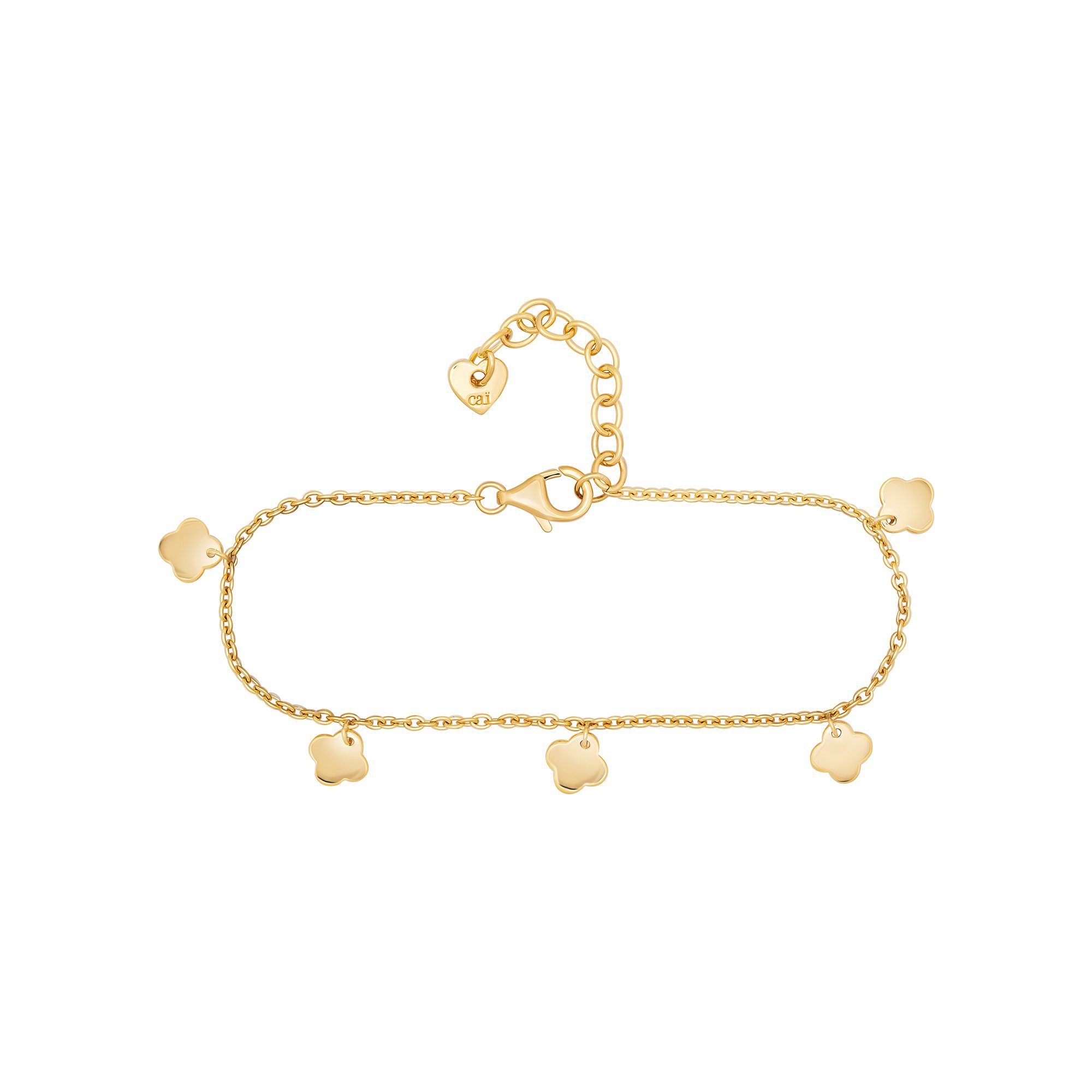 CAÏ Armband 925 Sterling Silber gelb vergoldet Anhänger Clover Kleeblatt