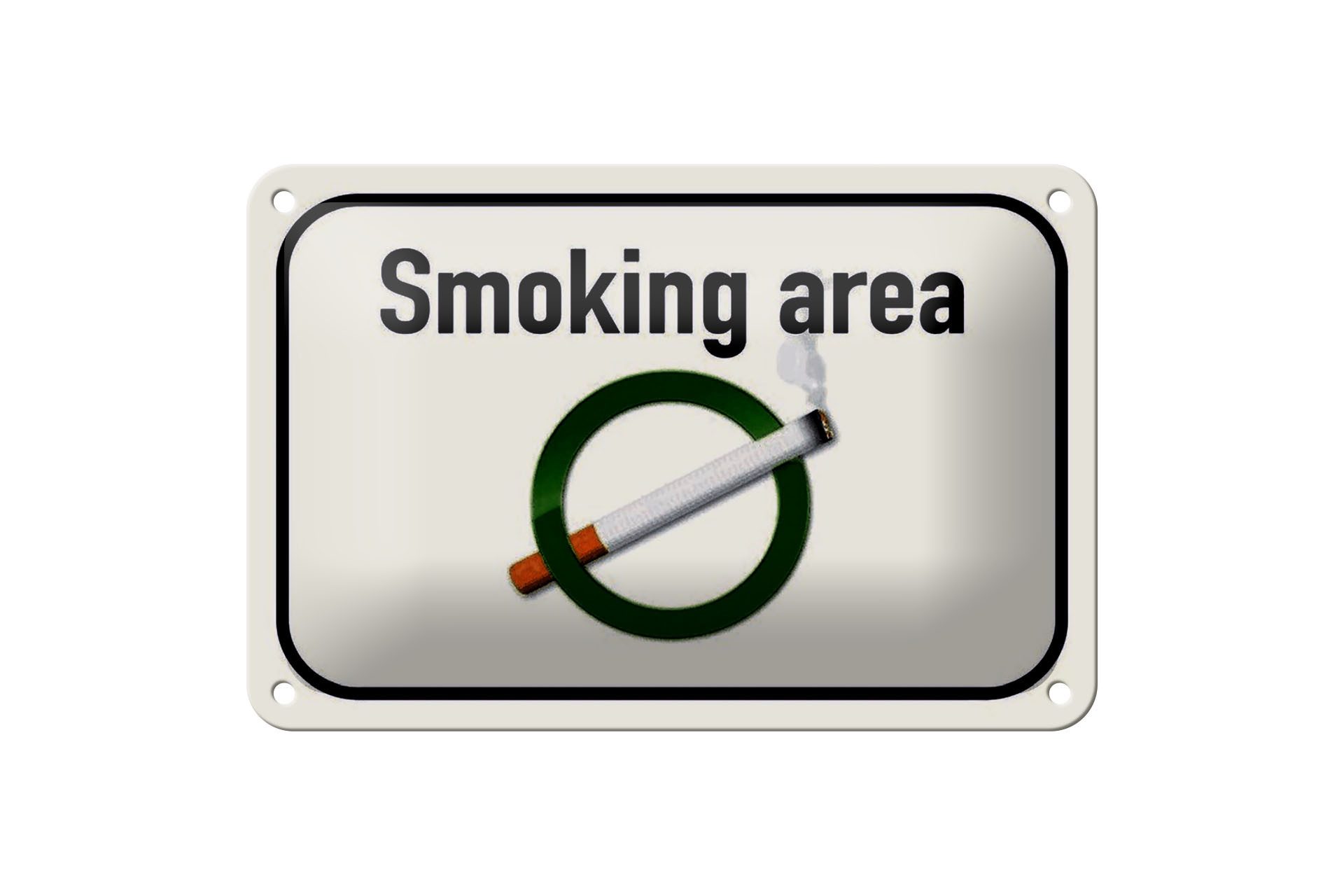 Femer GmbH Metallschild Hinweis 18x12cm Smoking area Raucherraum, (1 St), gewölbte Oberfläche, abgerundete Ecken, umgeschlagene Kanten