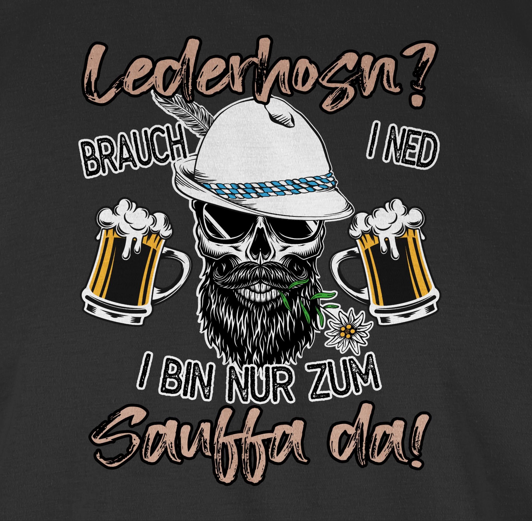 Bayrisch Rundhalsshirt Party für Lausbua Herren Trinken Shirtracer Oktoberfest 1 Lederhose Spruch Schwarz Mode