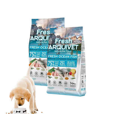 FORTISLINE Hunde-Futterspender 2x ARQUIVET FRESH Halbfeuchte Hundefutter Ozean Fisch 10 kg