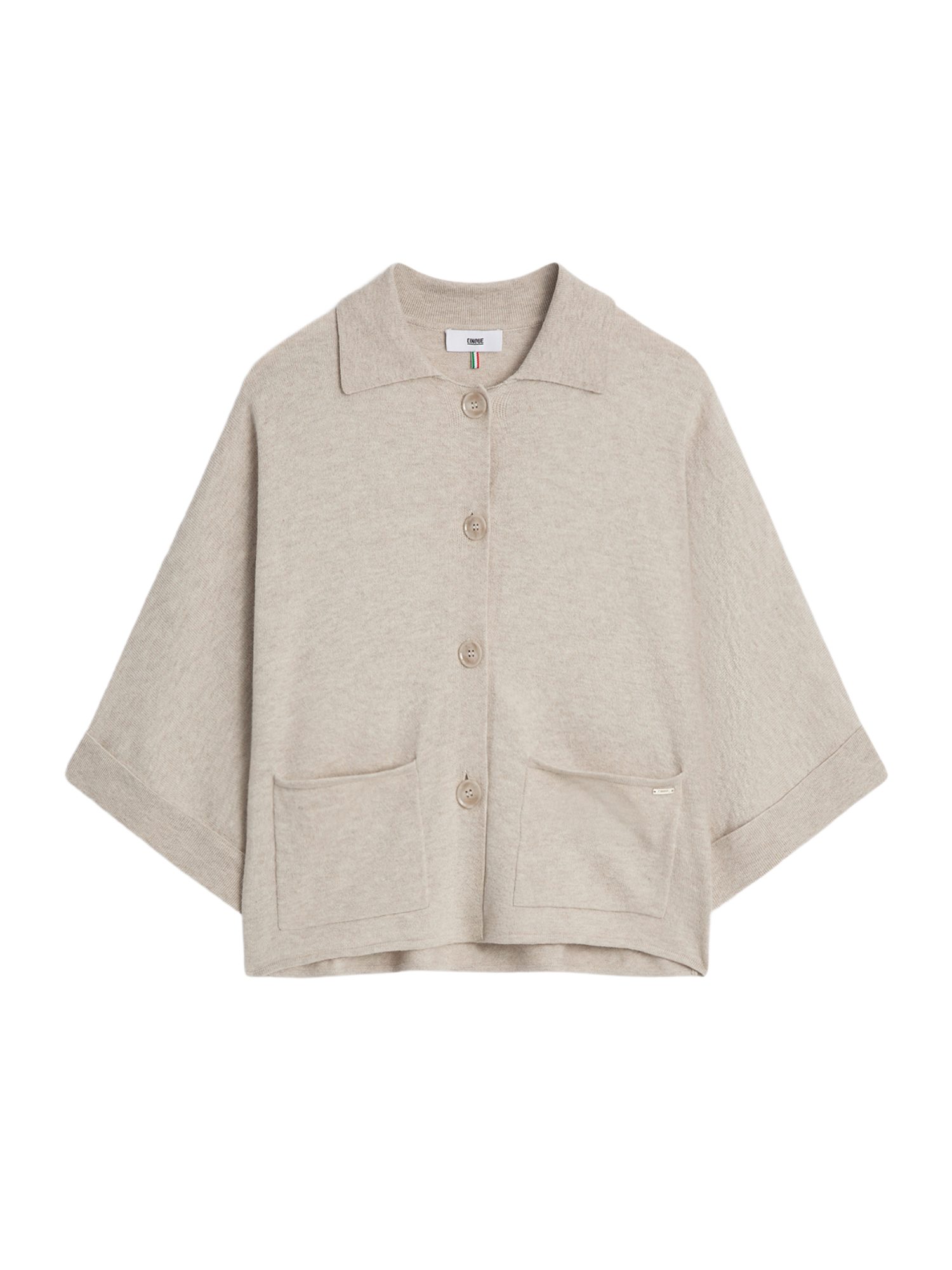 Cinque Strickjacke natur,Casual,Baumwolle,Meliert,Hemdblusenkragen,3/4 Arm,Weit