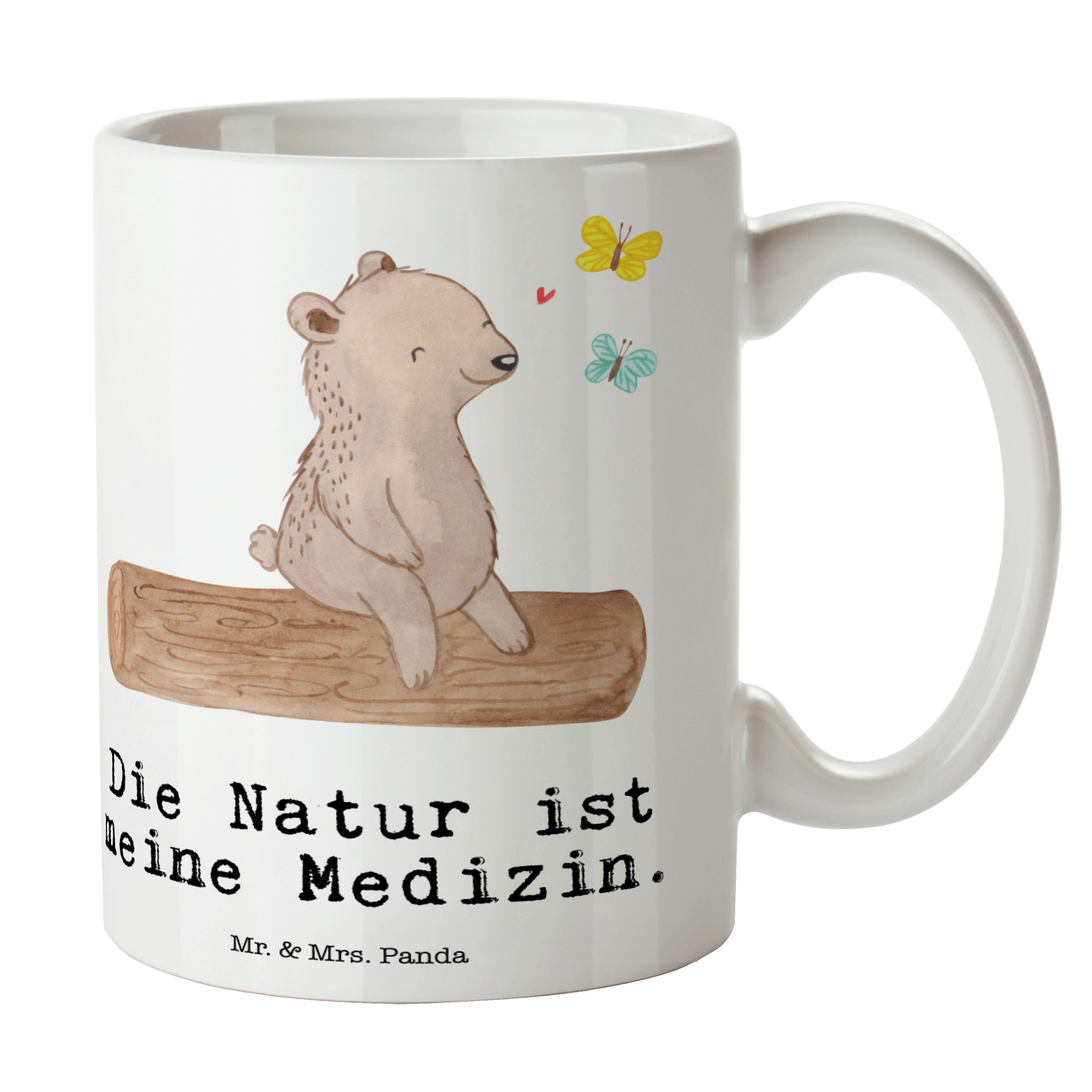 Mr. Geschenk, Keramik - - Medizin Tasse Tasse Panda Wandern, Motive, Weiß Bär Mrs. & Naturliebhaber