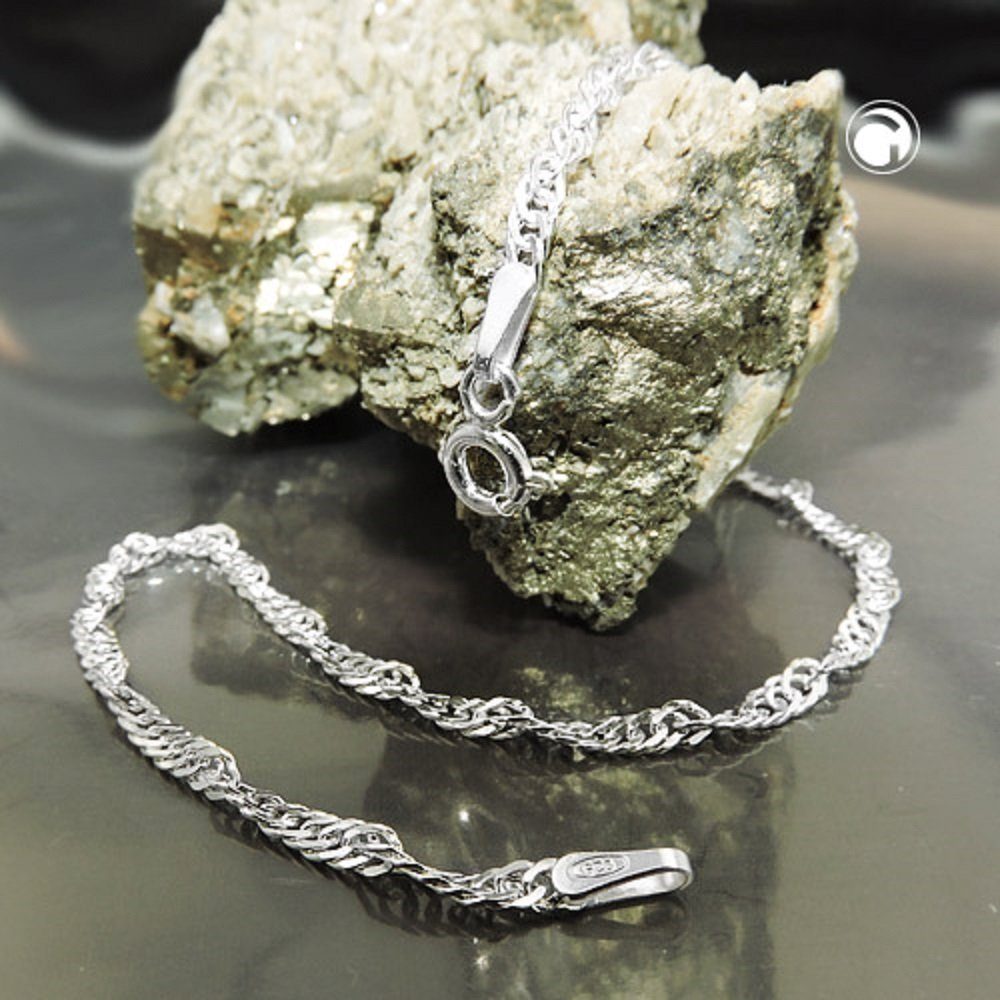 unbespielt Gliederarmband Armband für Herren Silberschmuck Singapur Silber 2 mm Damen 19 und cm diamantiert Schmuckbox, inklusive 925