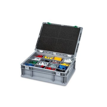 PROREGAL® Stapelbox Auflagedeckel Set Eurobox NextGen, Schaumstoff, 4 blaue Verschlüsse