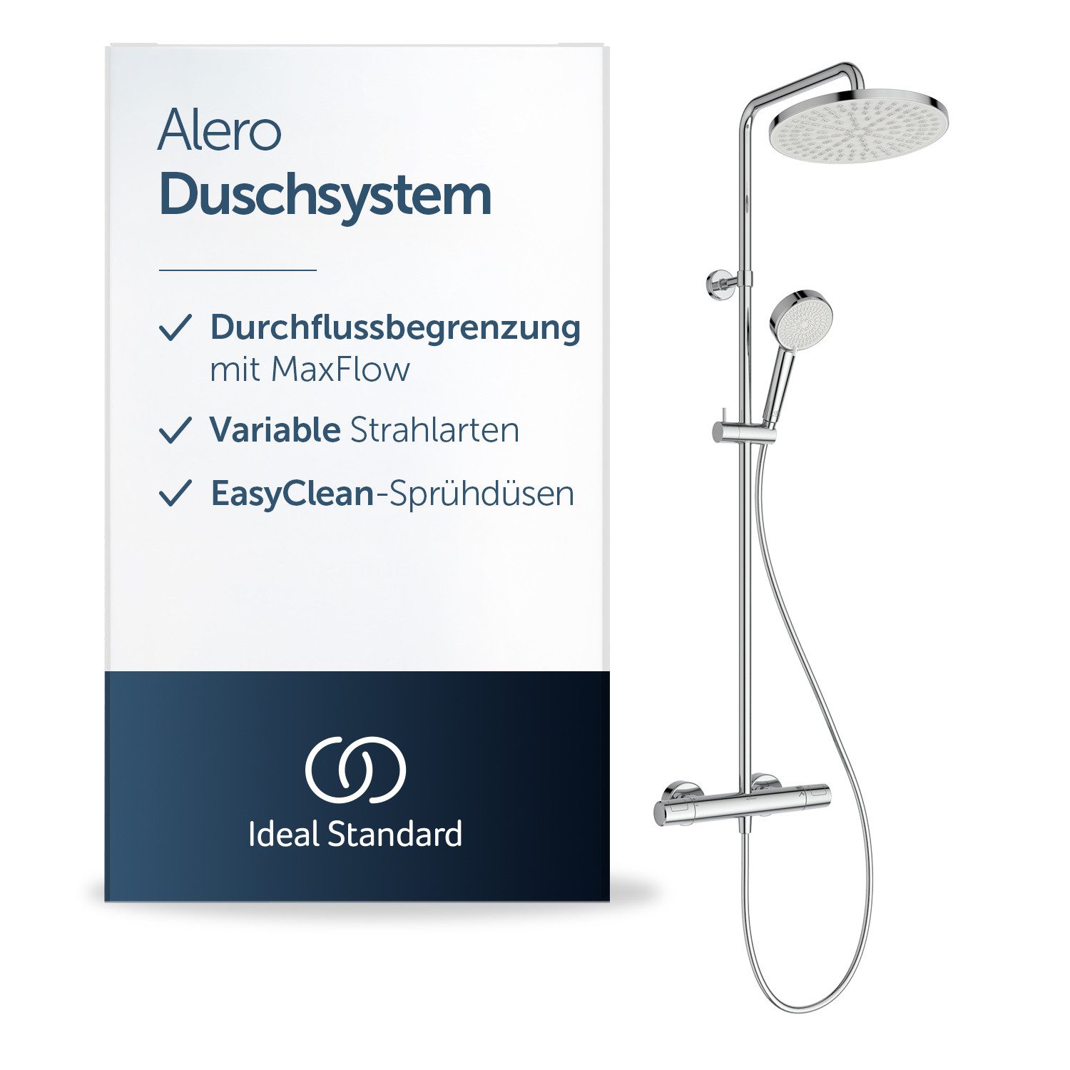Ideal Standard Duschsystem Alero, Wasser- & Energiesparend, CoolBody-Technologie, Einfache Reinigung