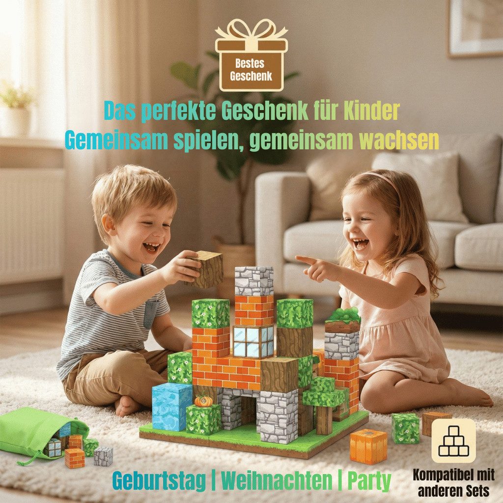 Goldstern-Tech Dream World Magnetspielbausteine, (Bauset, Thembausteine, 208 St., Magnetisches Würfel-Bausystem mit erweiterbarer Bausteinanzahl)