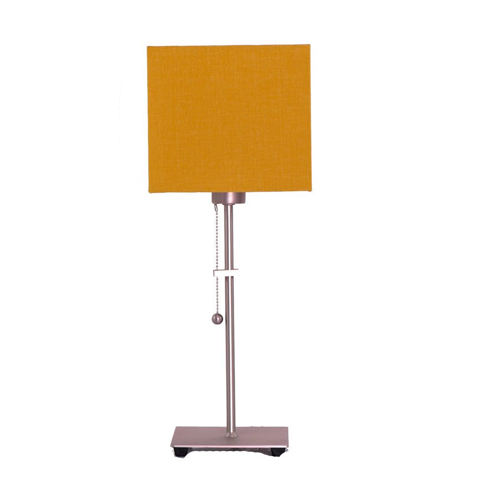 Dirk Davids Leuchten GmbH Tischleuchte Tischleuchte Chicago Nickel Matt Schirm Leinen Senf 891701928, E27