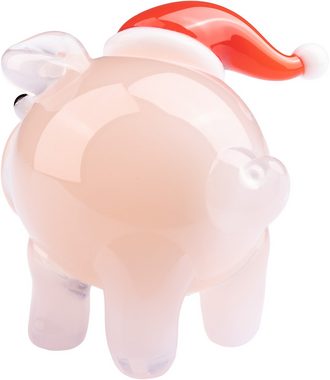 SIKORA Tierfigur 30XS Mini Glasfigur Schwein mit Weihnachtsmütze H ca. 2 cm