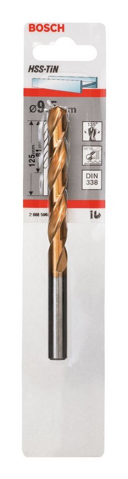 Thumbnail - BOSCH Metallbohrer, HSS-TiN (DIN 338) - 9,5 x 81 x 125 mm - 1er-Pack