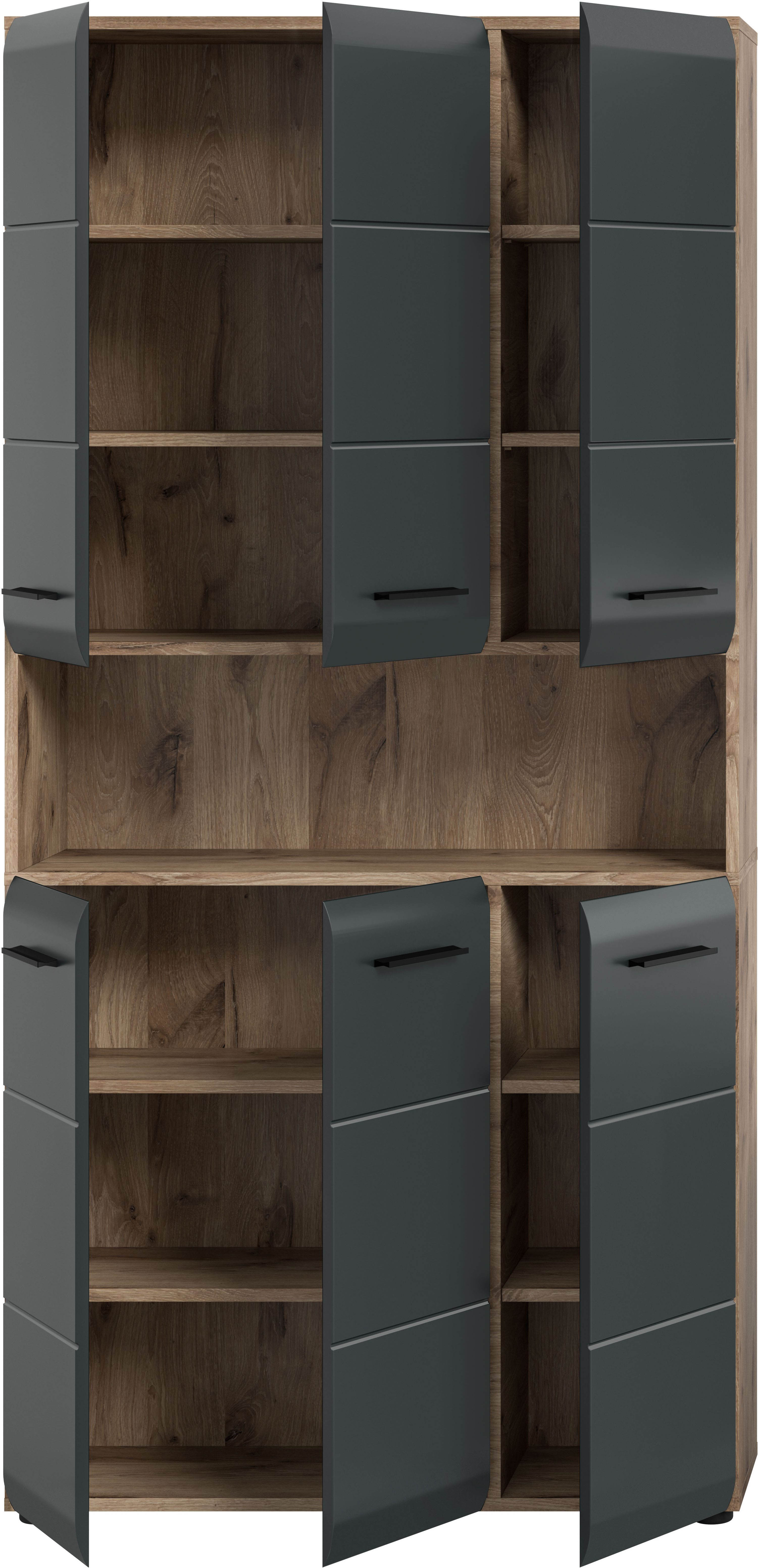 welltime Stauraumschrank FLORENZ, Höhe 185 cm, 4 oder 6 Türen, viel Stauraum (1-St., TOPSELLER) hochwertige MDF Front, Griff schwarz, Badschrank, Bad – Bild 4 von 5