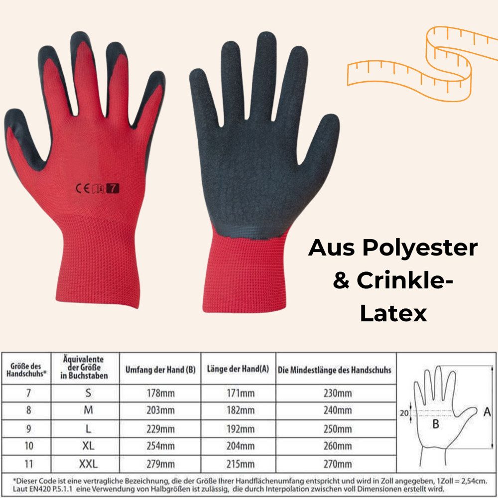 GarPet Arbeitshandschuh-Set Arbeits Montage Garten Handschuhe Gr. 7 8 9 10 11 Reiß- Schnittfest (1-St)