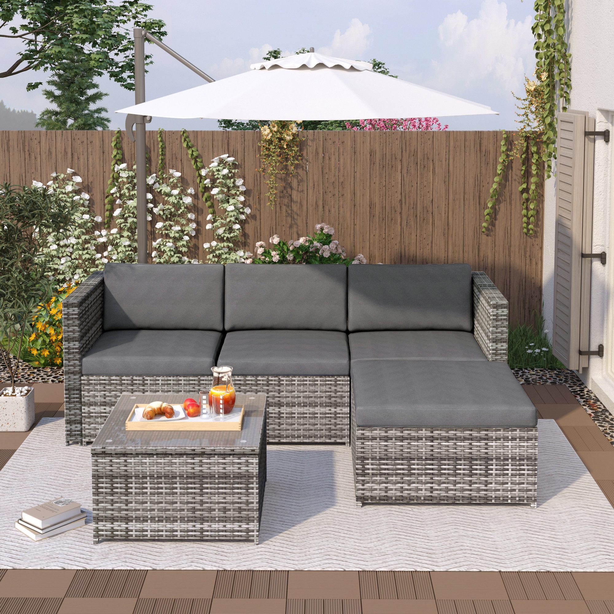 Flieks Gartenlounge-Set, (2-tlg), Polyrattan Gartenmöbel mit günstig online kaufen