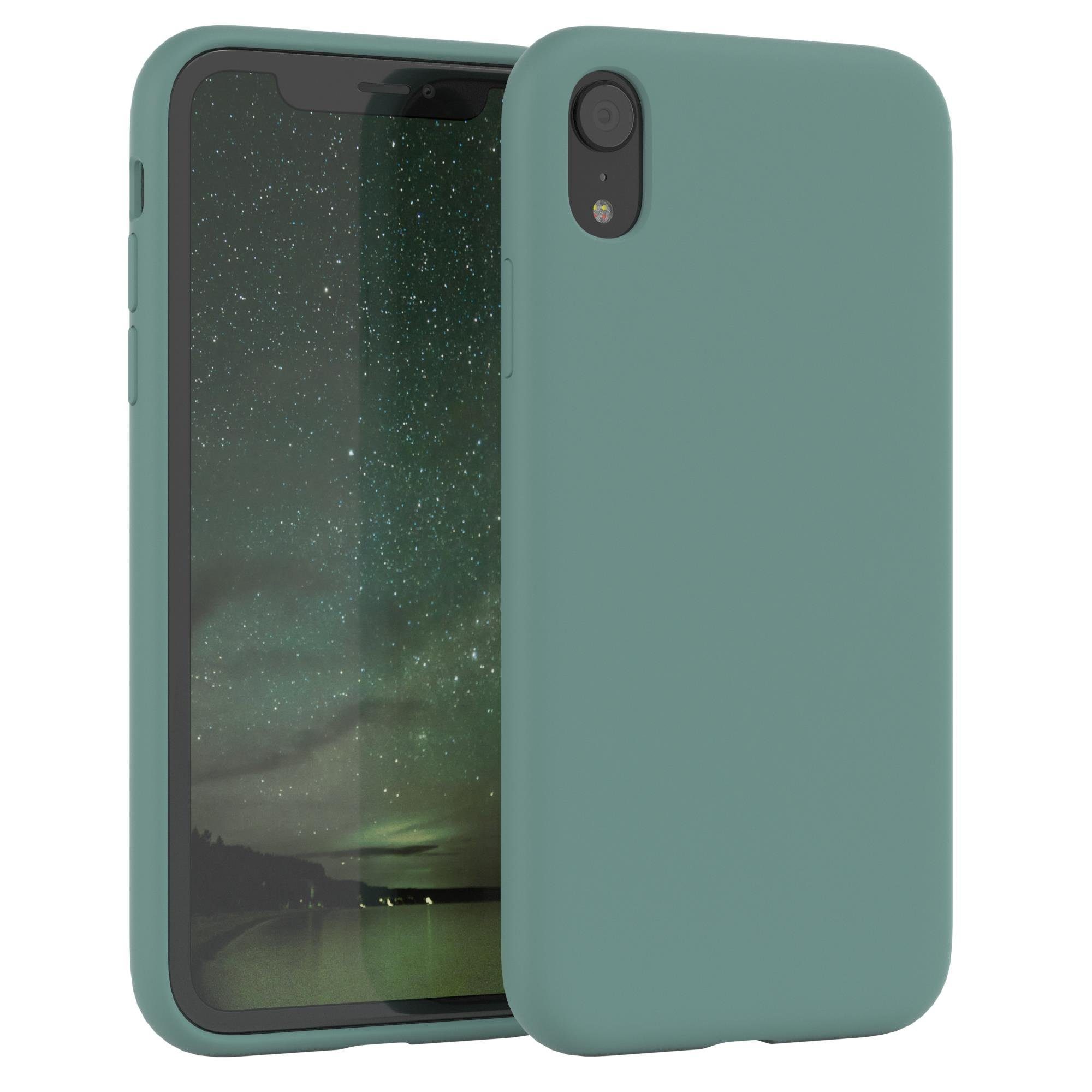 EAZY CASE Handyhülle Premium Silikon Case für Apple iPhone XR 6,1 Zoll, Silikonhülle Slimcover mit Displayschutz Hülle Cover Grün / Nachtgrün