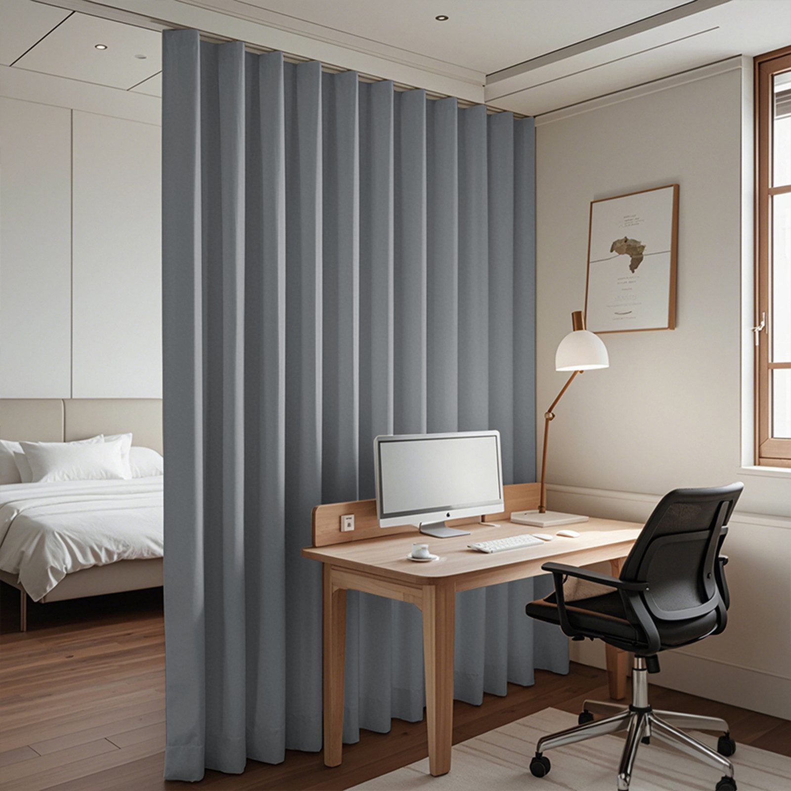SERBASIC Gardine Extra Breite Gardine, Blickdicht Thermovorhänge, Kälte Raumtrenner, Lichtundurchlässige Vorhänge mit Kräuselband für Schiene, 1 Stück