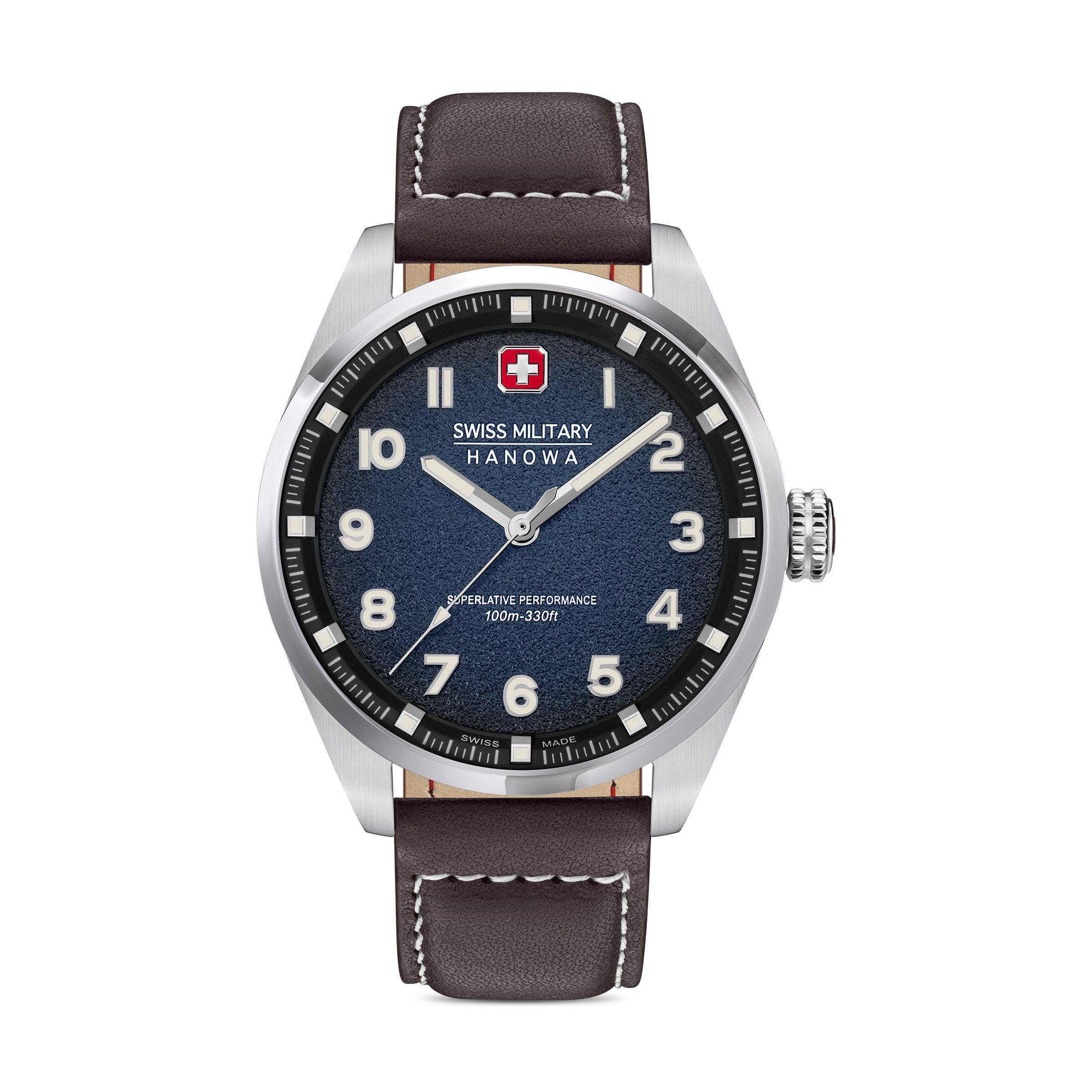 Swiss Military Hanowa Quarzuhr Greyhound SMWGA0001502, Armbanduhr, Herrenuhr, Swiss Made, Lederarmband, analog