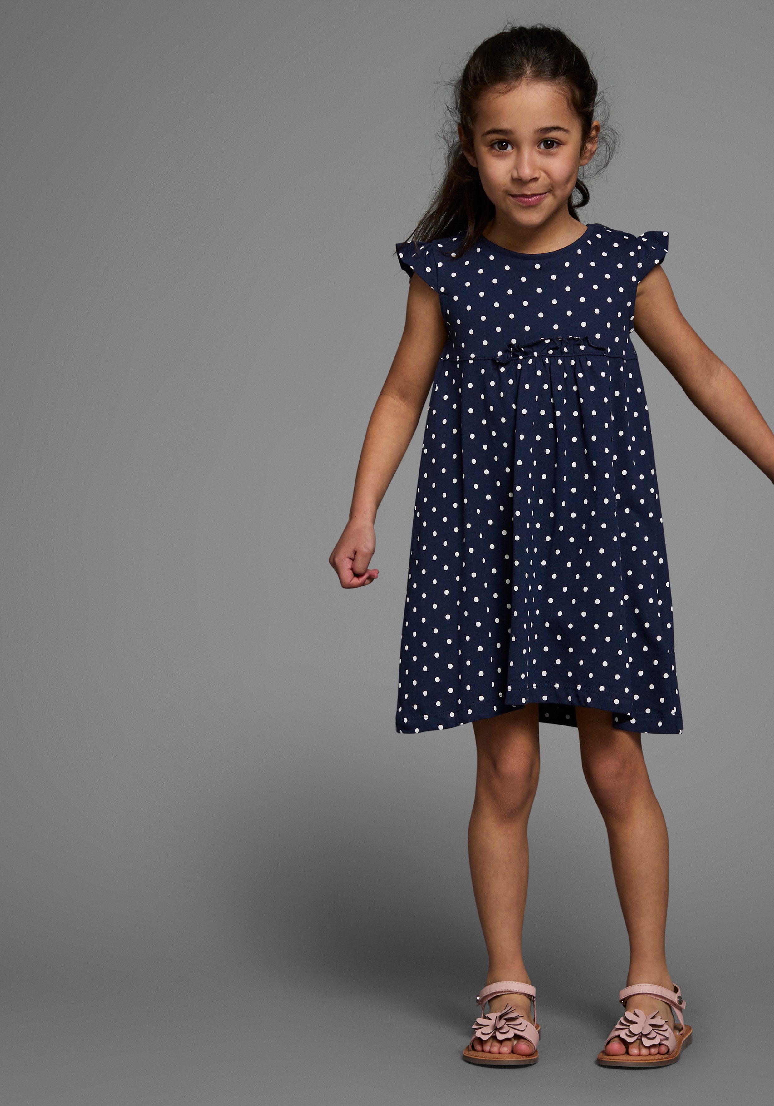 KIDSWORLD Jerseykleid für kleine Mädchen (Packung, 2-tlg., 2) kniefrei, modischer Stil, aus reiner Baumwolle, breite Träger