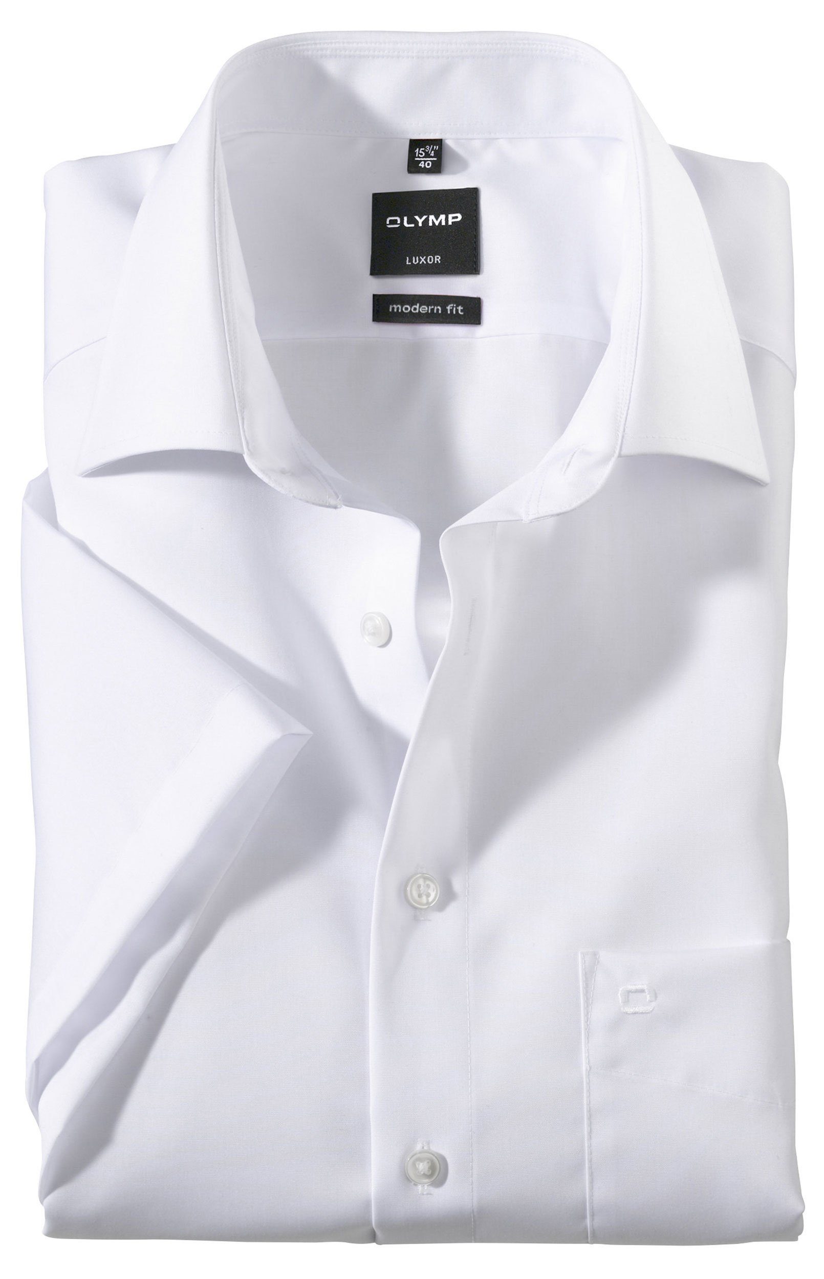 billige Originalprodukte OLYMP Kurzarmhemd OLYMP Luxor - Hemd weiß 0300/12/00 modern fit Kurzarm