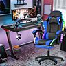 Gamingtisch+Schwarz/Blau RGB Licht Stuhl