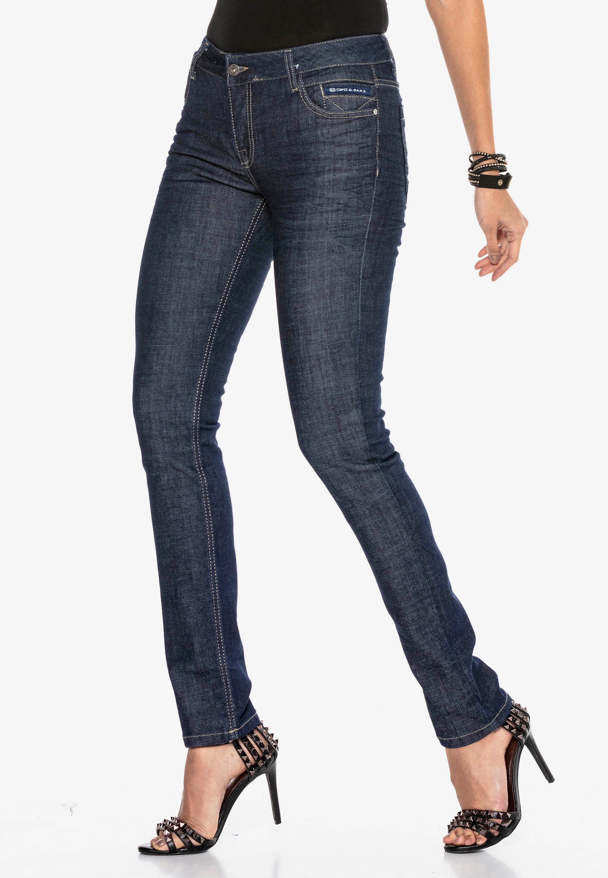 Damen Jeans Cipo & Baxx Straight-Jeans in modischem Straight-Fit-Schnitt