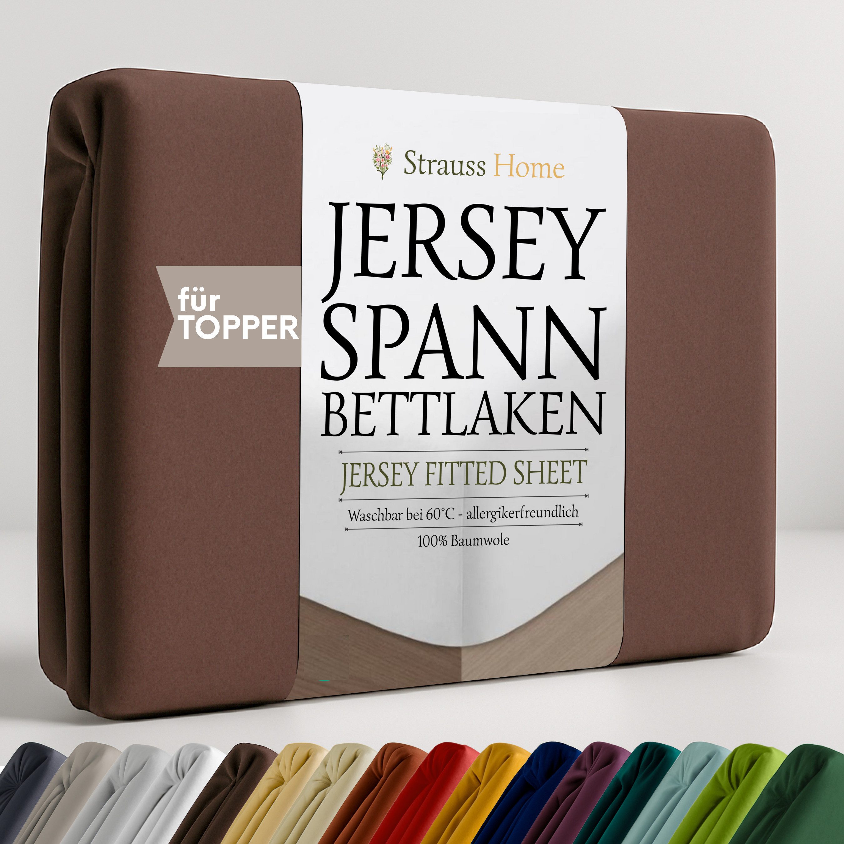 Strauss Home Spannbettlaken Premium Topper Spannbettlaken 150GSM für Matratzen-Topper 10cm Höhe, Gummizug: Rundumgummi, für Topper mit einer Höhe von 10cm, OEKO-TEX zertifiziert
