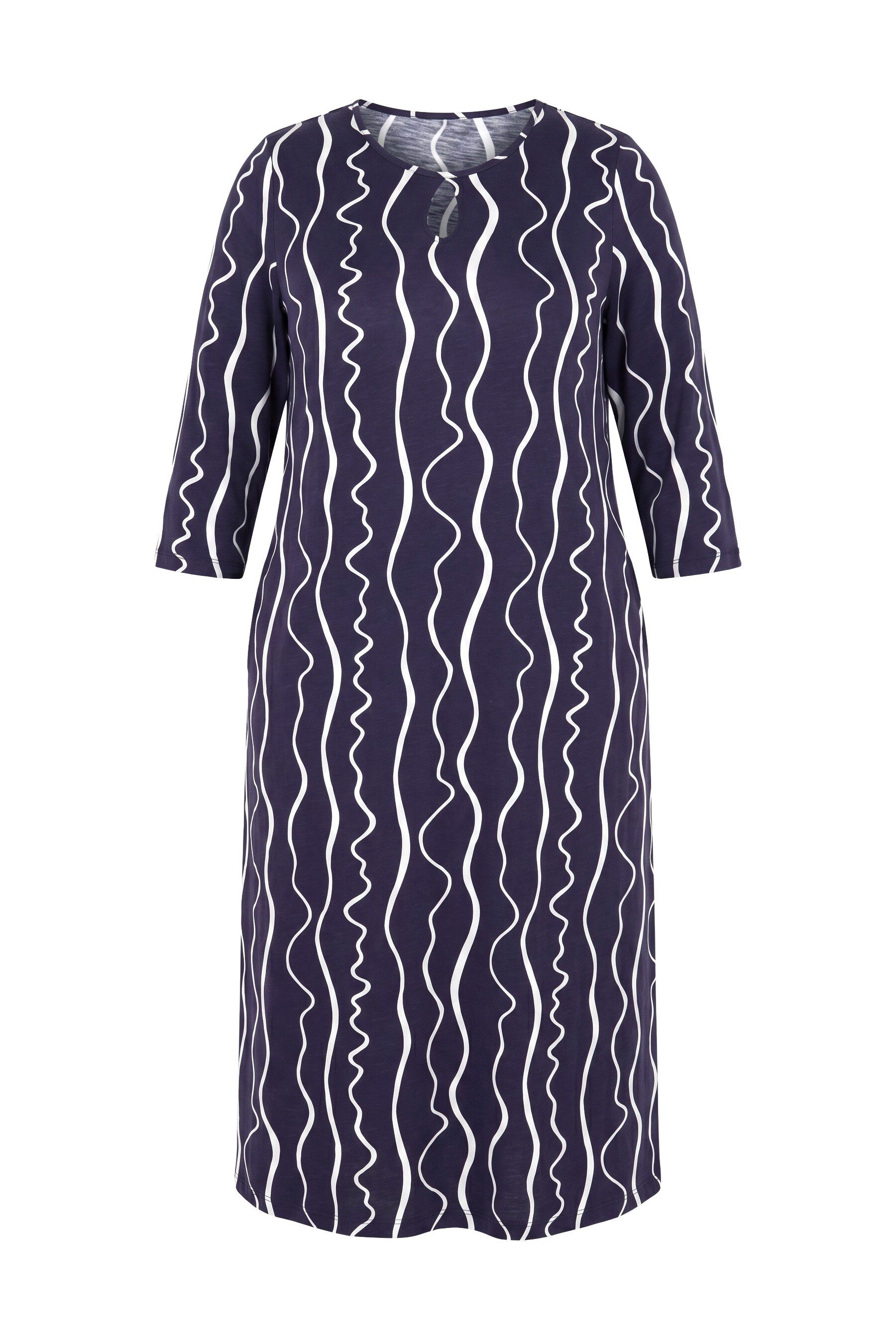 Ulla Popken Maxikleid Maxikleid grafischer Druck Rundhals 3/4-Arm