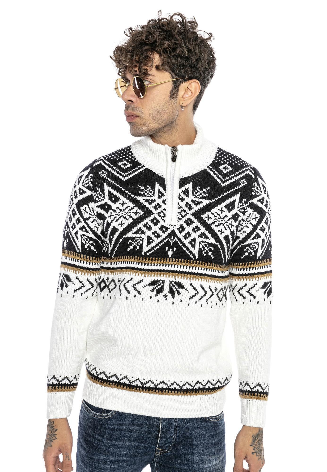 RedBridge Вязаные свитера Norweger Вязаные свитера Slim-Fit Stehkragen Kragen mit Reißverschluss