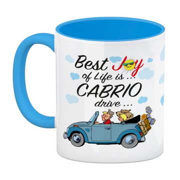 speecheese Tasse Best Joy of Life is… Cabrio drive… Kaffeebecher Hellblau