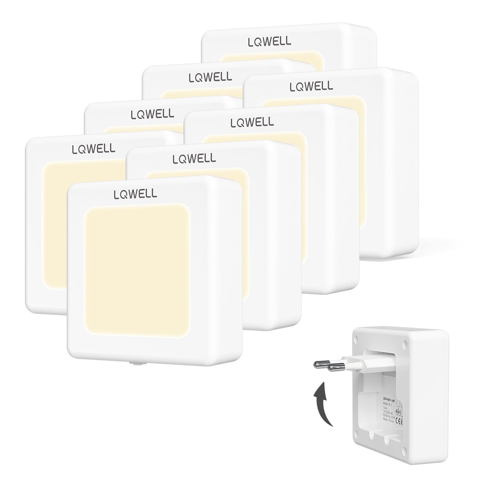 LQWELL LED Steckdosenleuchte Nachtlicht Steckdose Faltbar mit Dämmerungssen günstig online kaufen