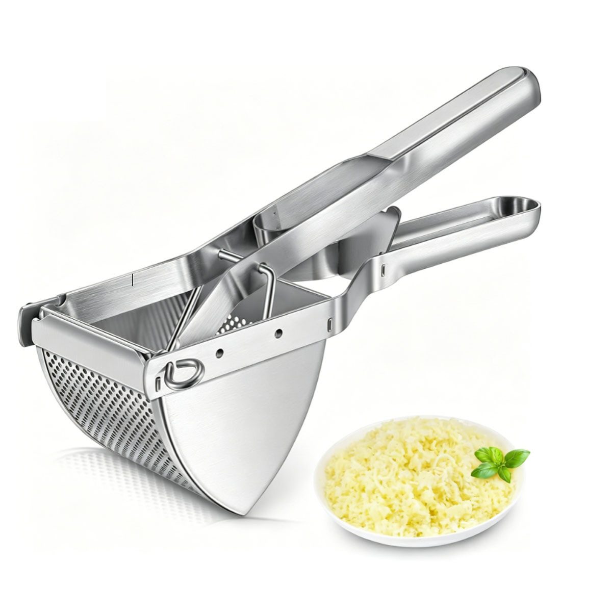 FELIXLEO Knoblauchpresse Kartoffelpresse Edelstahl Kartoffelstampfer Für Püree Obst Gemüse (1 St)