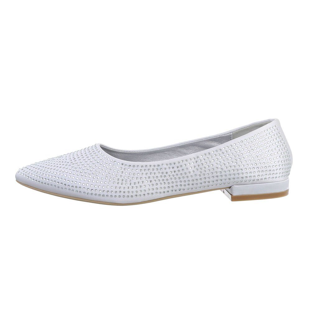 Ital-Design Damen Schlupfschuhe Elegant Ballerina Blockabsatz Klassische Ballerinas in Silber